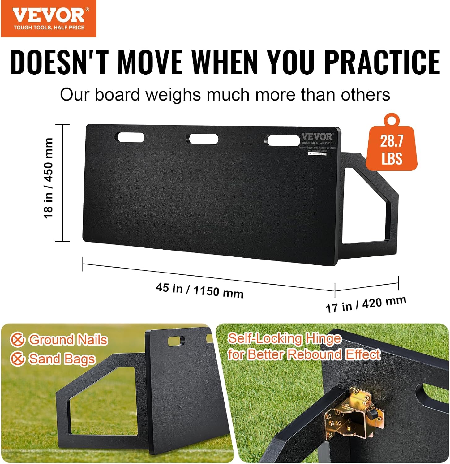 VEVOR40 X16 Portable Soccer Wall with 2 Angles Rebound, Foldable HDPE Kickback Rebound Board, Soccer Training Equipment for Kids and Adults, Passing