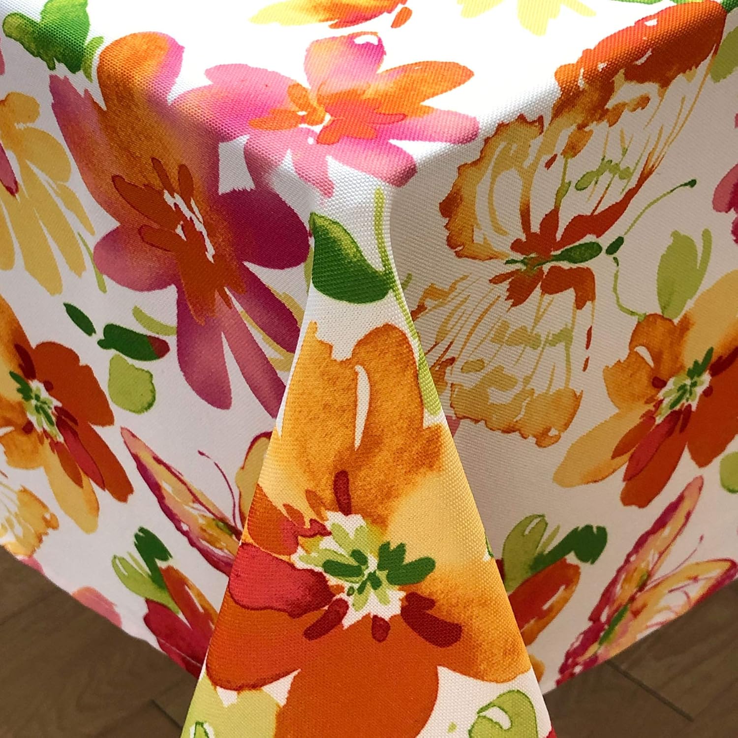 Mantel de tela con cuentas para primavera y verano, fácil cuidado, resistente a las manchas (60 x 102 pulgadas, rectangular, jardín de primavera)