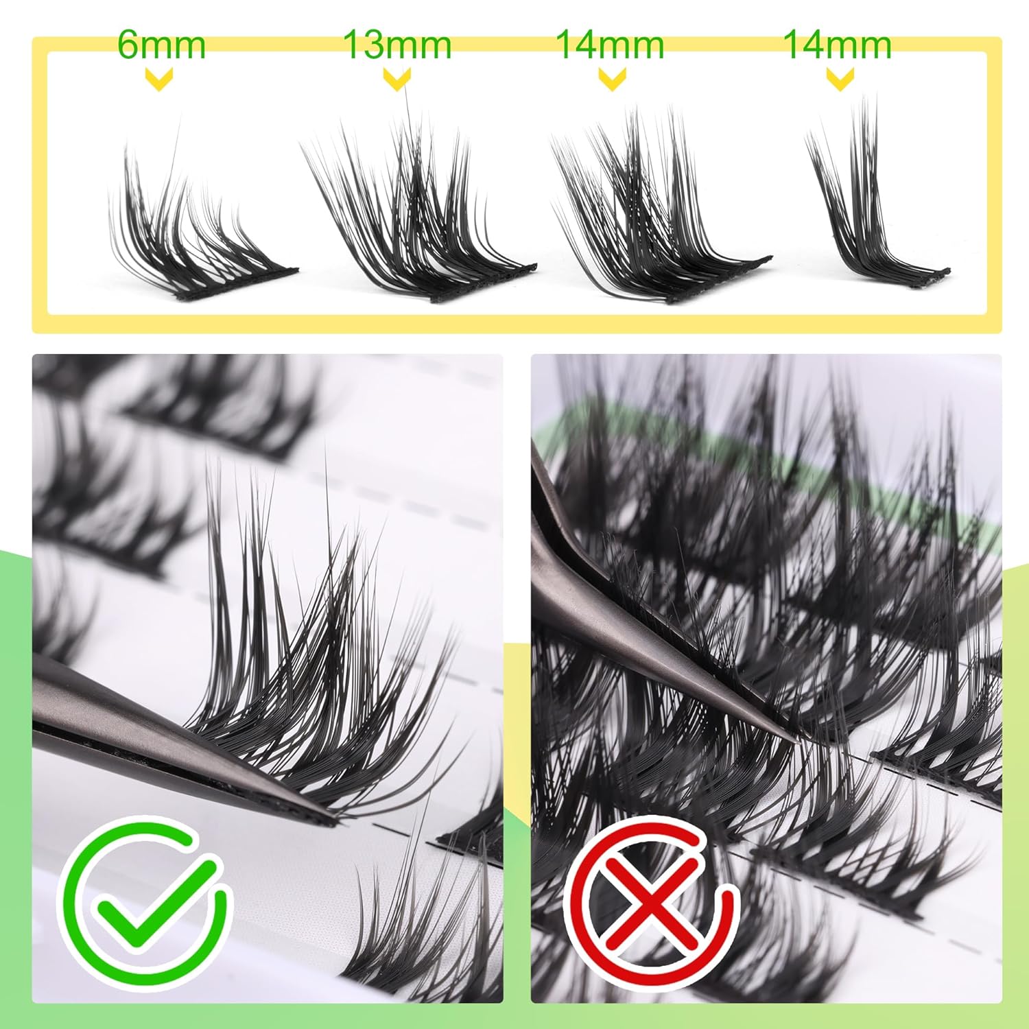 Extensiones de pestañas de bricolaje, pestañas en racimo de pestañas rizadas en L, ojos de gato, pestañas individuales, esponjosas y finas,