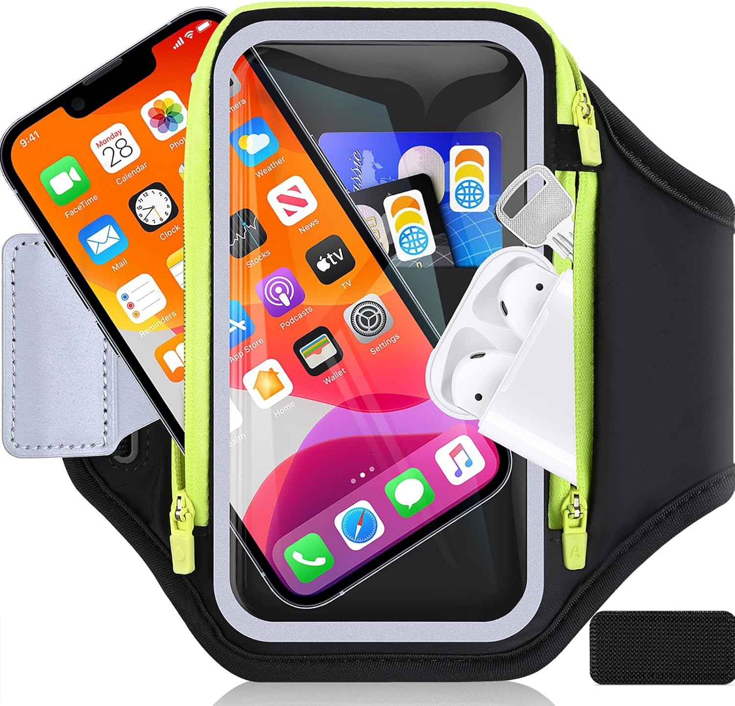 Banda de brazo de 6.8 pulgadas para teléfono para correr con bolsa para auriculares, funda para iPhone 14, 13, 12, 11 Pro Max, Galaxy S23 S22, ultra