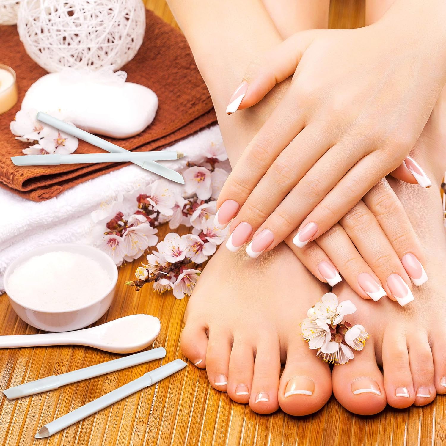Lápiz de blanqueamiento de uñas 2 en 1, lápiz de uñas blanco, diseño de uñas, manicura con empujador de cutículas