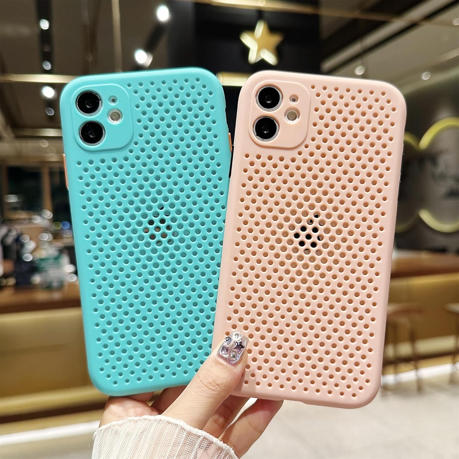 Funda diseñada para iPhone 11, funda transpirable con disipación de calor con agujero celular, protección de lente de cámara trasera completa, funda