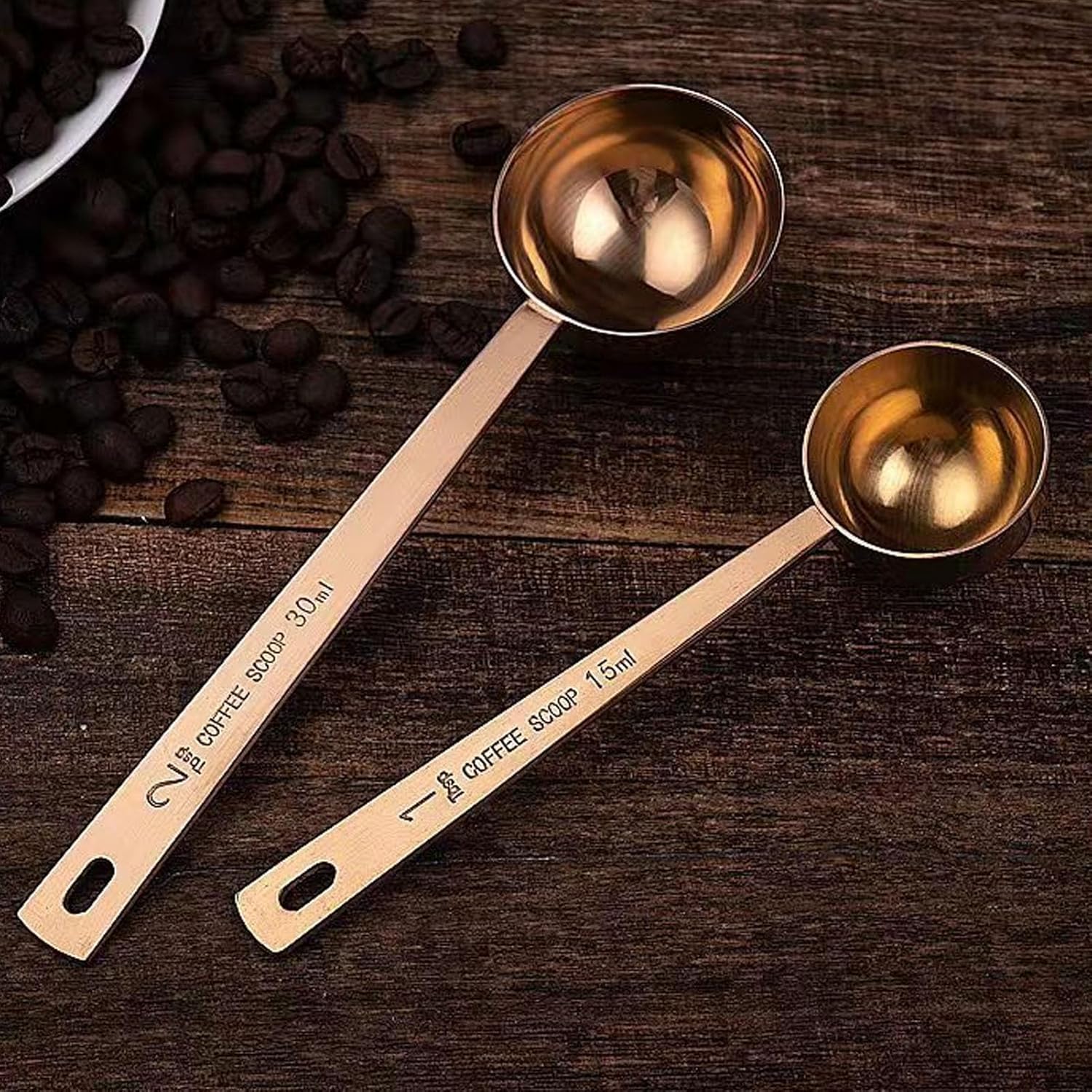 Cuchara medidora de café, cuchara de mango largo de acero inoxidable para café molido, té, harina de azúcar (1.0 fl oz)