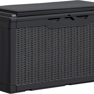 Greesum Caja de resina de 100 galones, cajas de almacenamiento grandes para exteriores con cojines para herramientas de jardín, almohadas para Greesum Caja de resina de 100 galones, cajas de almacenamiento grandes para exteriores con cojines para herramientas de jardín, almohadas para