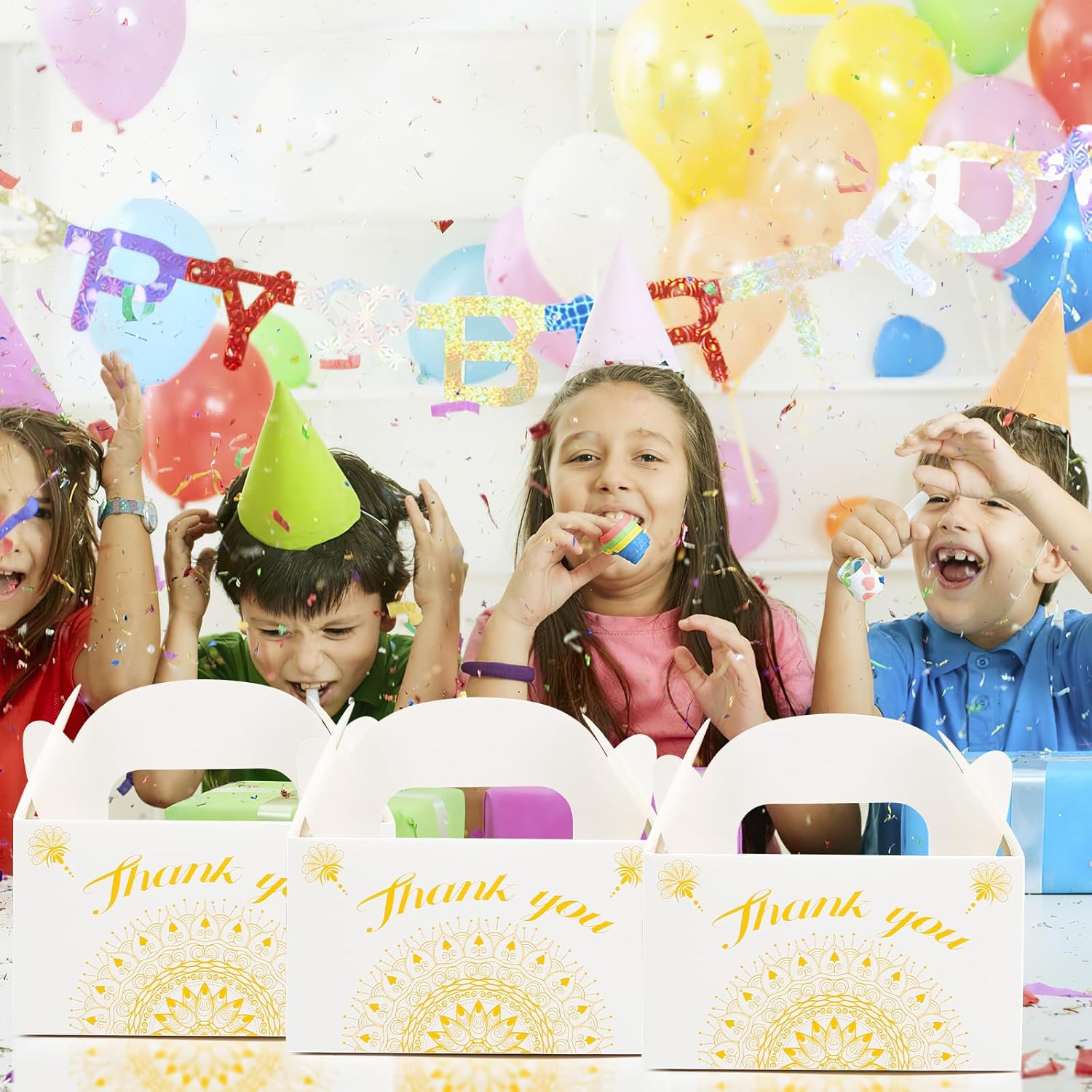 ATAMOW 30 cajas de regalo de fiesta de mandala dorado blanco, cajas de regalo de fiesta, cajas a dos aguas para recuerdos de fiesta, cajas de dulces
