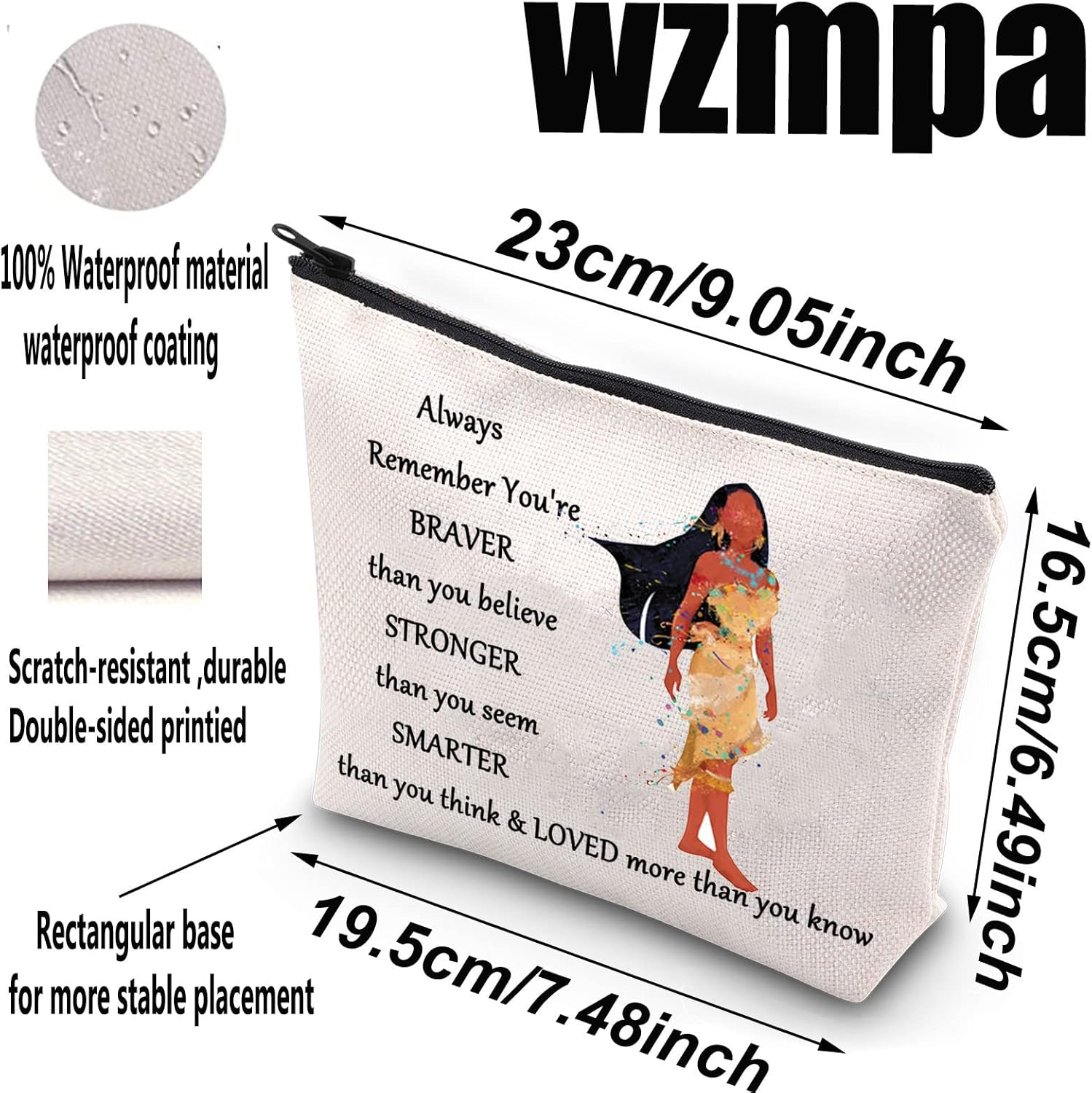 WZMPA Bolsa de maquillaje cosmética de princesa india, regalo para fanáticos de la película de princesa, regalo You Are Braver Stronger Smarter Than
