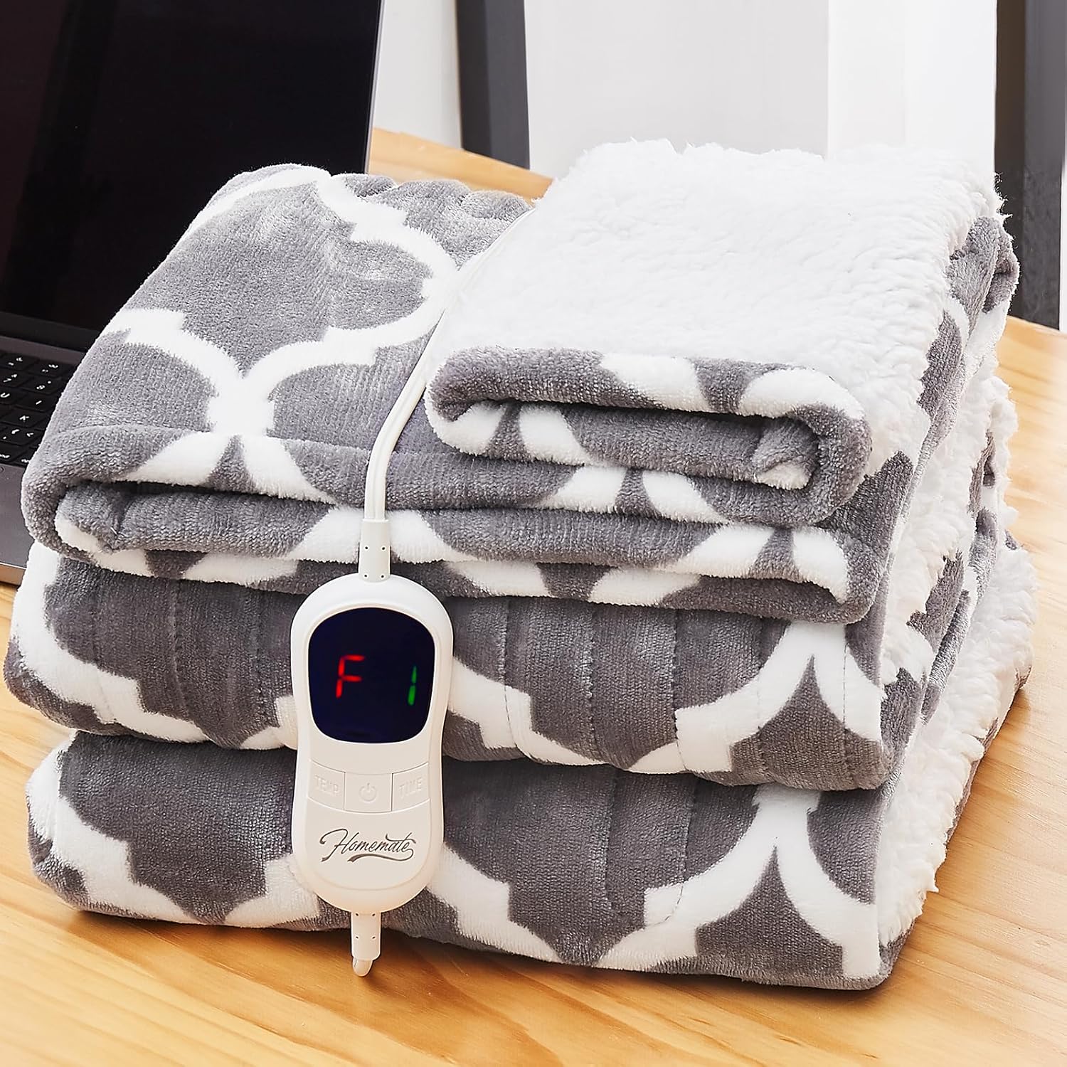 Homemate Manta térmica eléctrica tamaño matrimonial  Manta térmica de 72 x 84 pulgadas con 10 niveles de calor rápidos, 8 horas de apagado