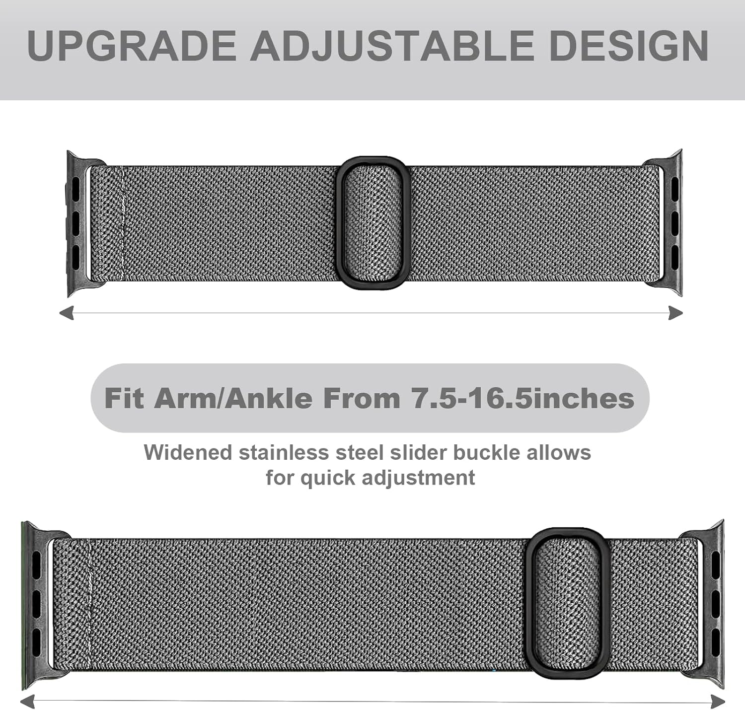 Correa elástica para tobillobrazo compatible con Apple Watch de 1.99 pulgadas, 1.77 pulgadas, 1.73 pulgadas, 1.65 pulgadas, 1.61 pulgadas, 1.57