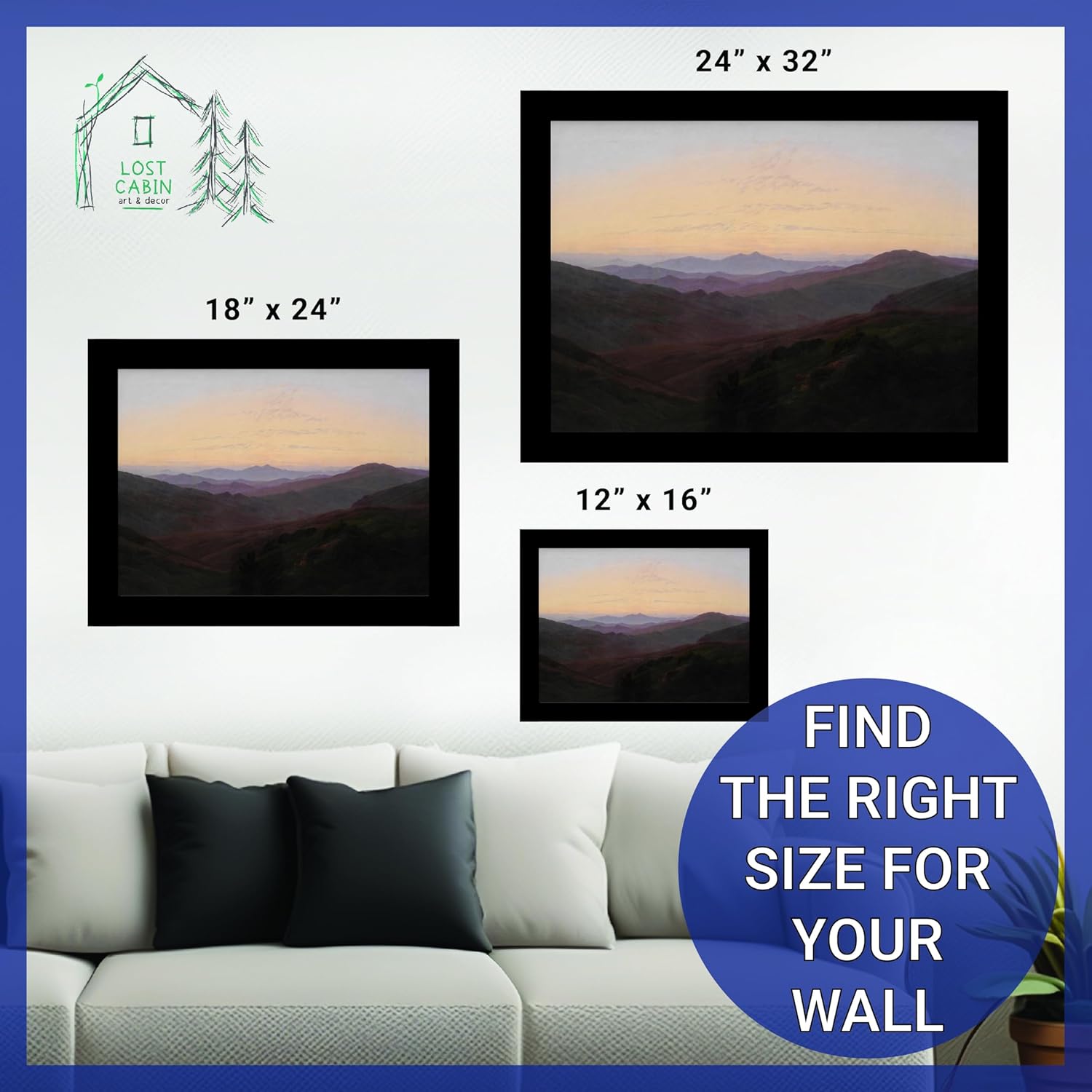 Riesengebirge de Caspar David Friedrich – Póster enmarcado para decoración de pared, pintura de obras de arte finas, pósteres e imágenes,