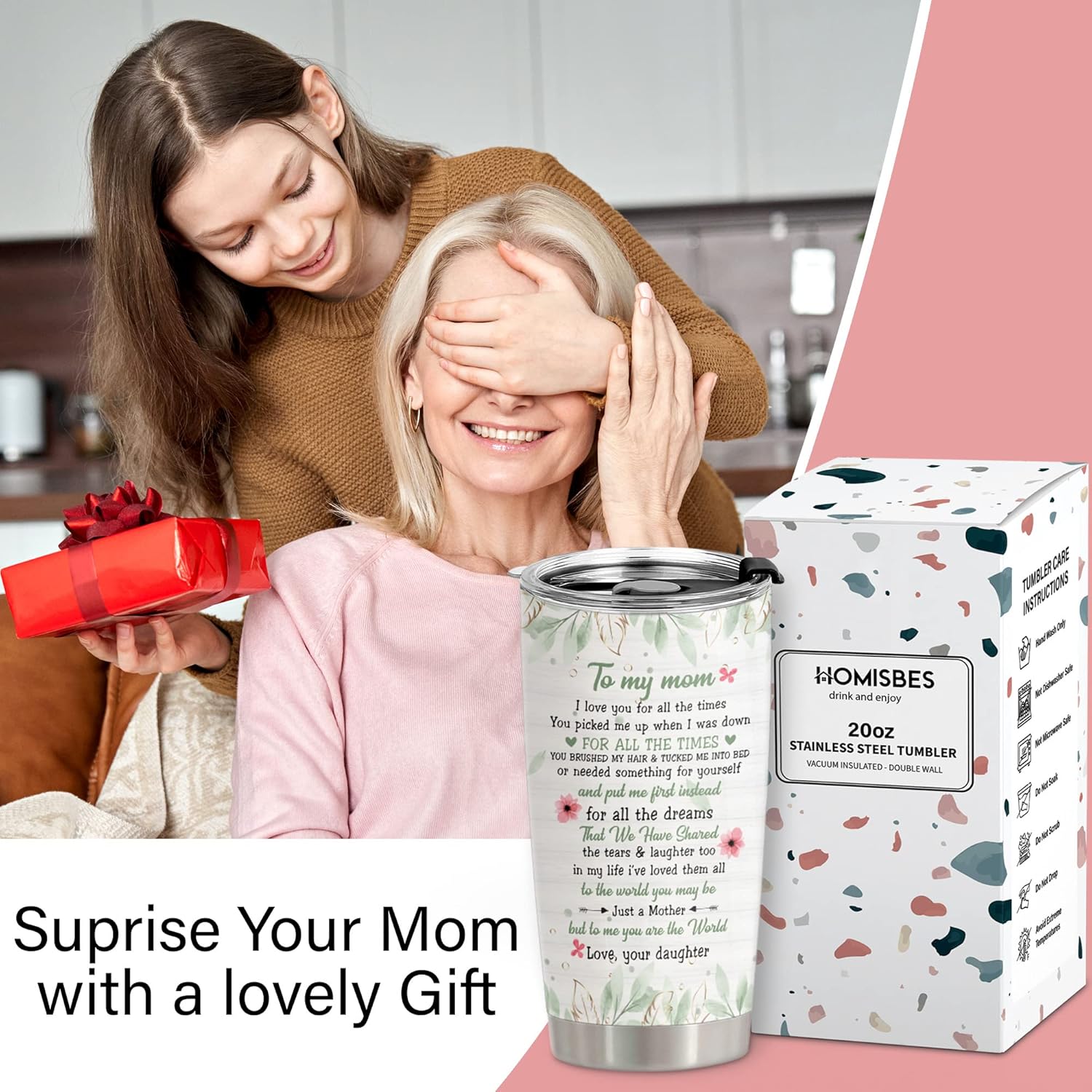 Vaso con pajitas para mamá  Regalos para mamá de hija  Regalos para mamá  Regalos de cumpleaños para mamá, regalos de Navidad para mamá de parte de