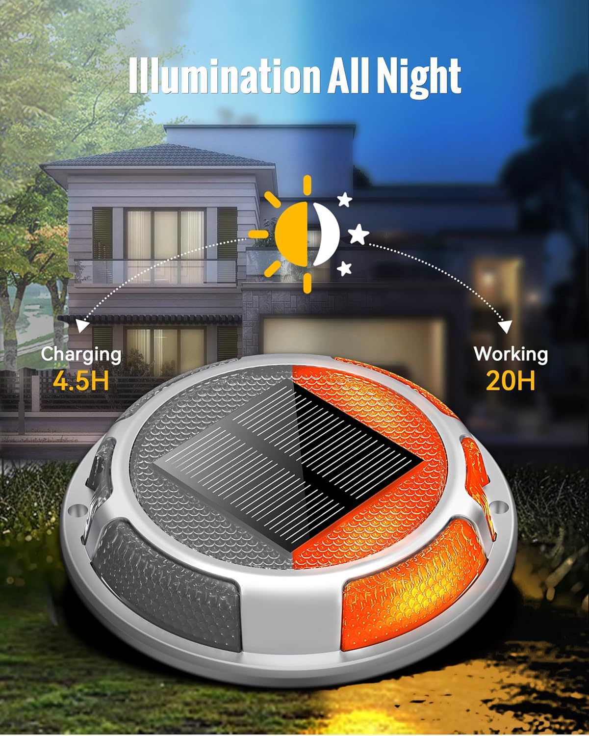 Luces solares para entrada de vehículos, impermeables, paquete de 12, 2 colores en 1, luces LED solares para exteriores, luces solares para paseo,