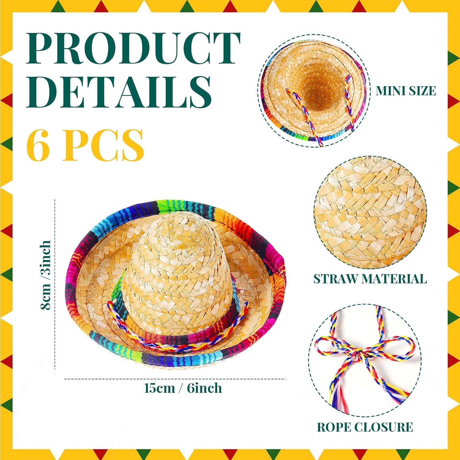 Hungdao 24 piezas de decoraciones de fiesta mexicana, incluye mini piñata de burro, maracas de fiesta de madera para niños, mini sombrero, sombreros