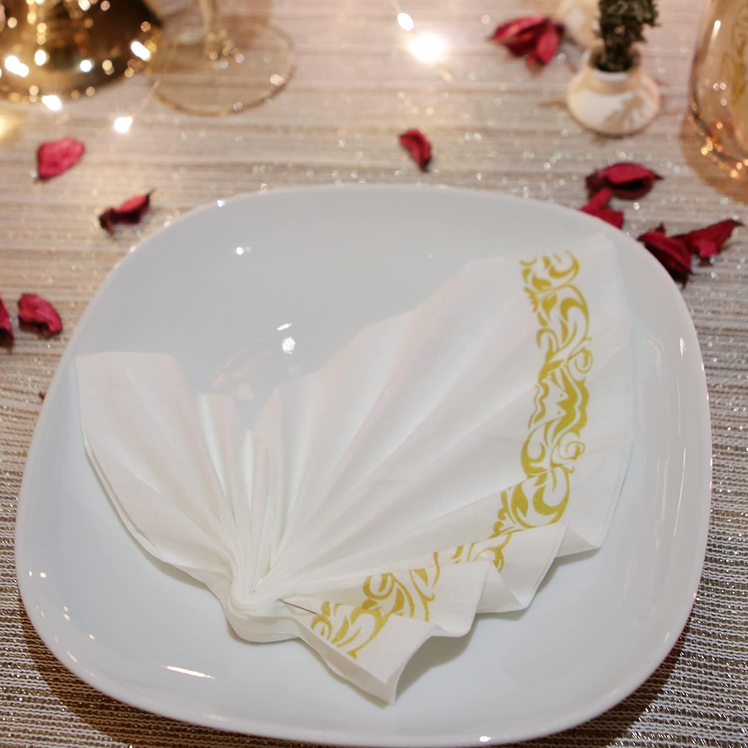 Capsella Servilletas desechables elegantes de alta calidad, suaves y absorbentes, de tacto de lino, servilletas decorativas duraderas para baño,