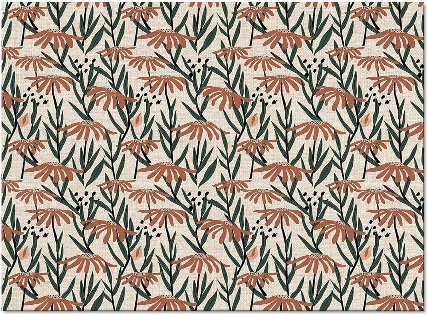Alfombra abstracta vintage con margaritas pequeñas, estilo pastoral europeo, antideslizante, para interiores, con respaldo antideslizante, alfombra
