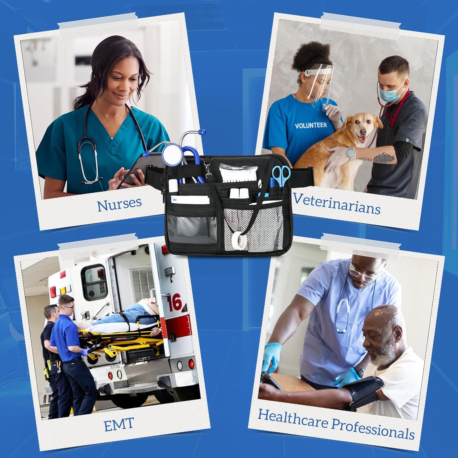 ProCase Riñonera para enfermera, riñonera médica de enfermería para mujeres, bolsa organizadora de enfermera para llevar estetoscopios y suministros
