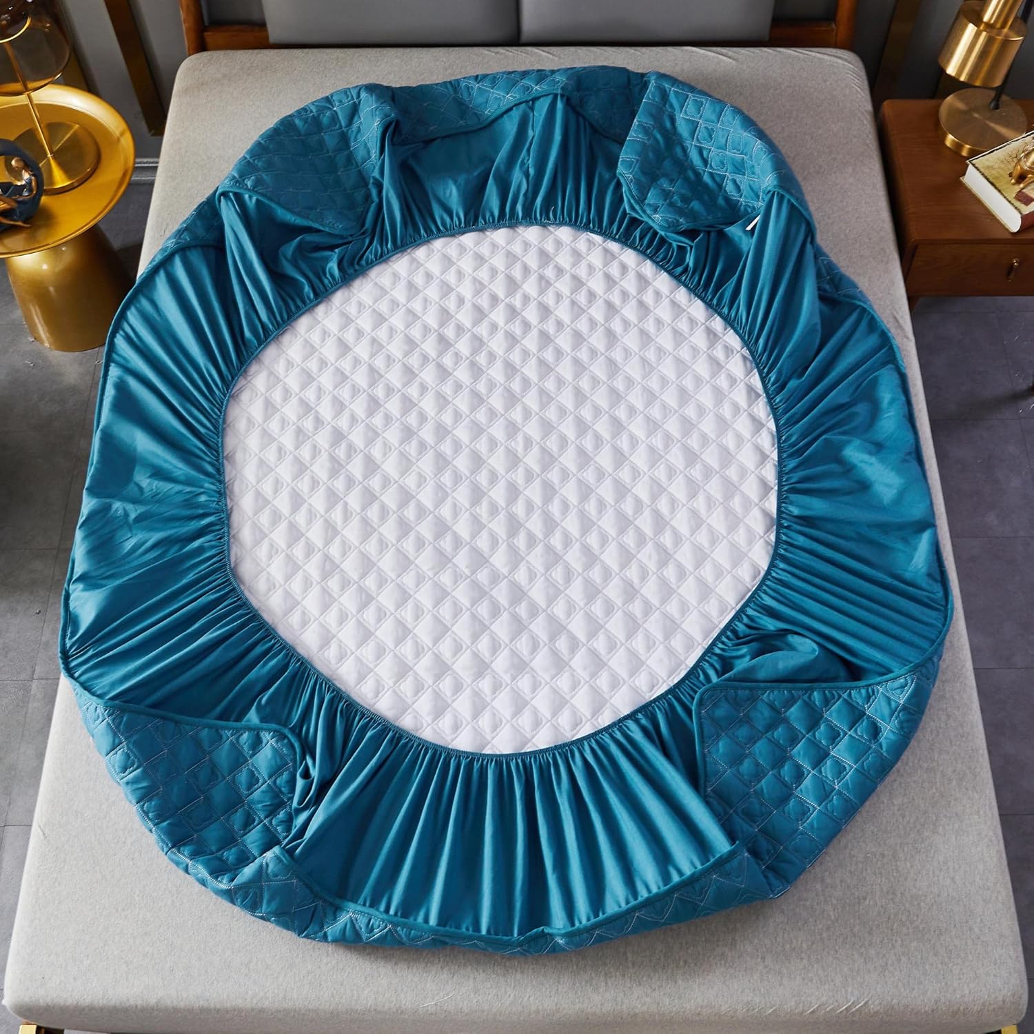 DARKBLUE Sábana bajera ajustable de tamaño matrimonial, con bolsillo profundo, cálida para invierno, transpirable, antideslizante, perfecta para el