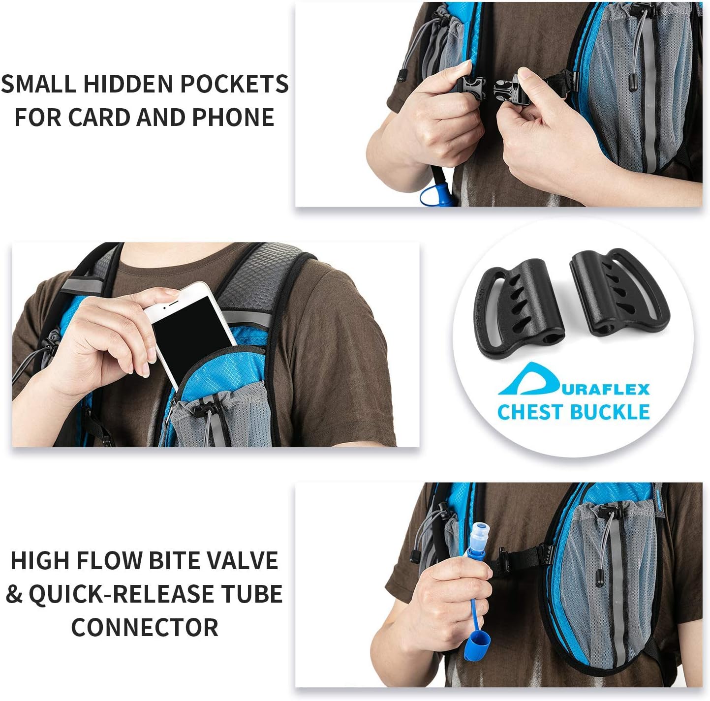 Gelindo Mochila de hidratación Mochila de agua para correr con vejiga de hidratación de 2L, paquetes de chaleco de hidratación de ciclismo aislado