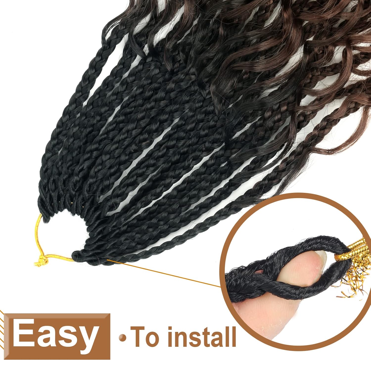 Goddess – Trenzas de ganchillo con extremos rizados, trenzas bohemias de 20 pulgadas, paquete de 8 paquetes de 3 trenzas de ganchillo, extensiones
