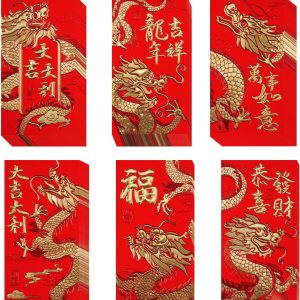 Sobres rojos chinos 2024 Año del Dragón, paquete rojo para festival de primavera, paquetes de dinero de la suerte para sobres de dinero de la Sobres rojos chinos 2024 Año del Dragón, paquete rojo para festival de primavera, paquetes de dinero de la suerte para sobres de dinero de la