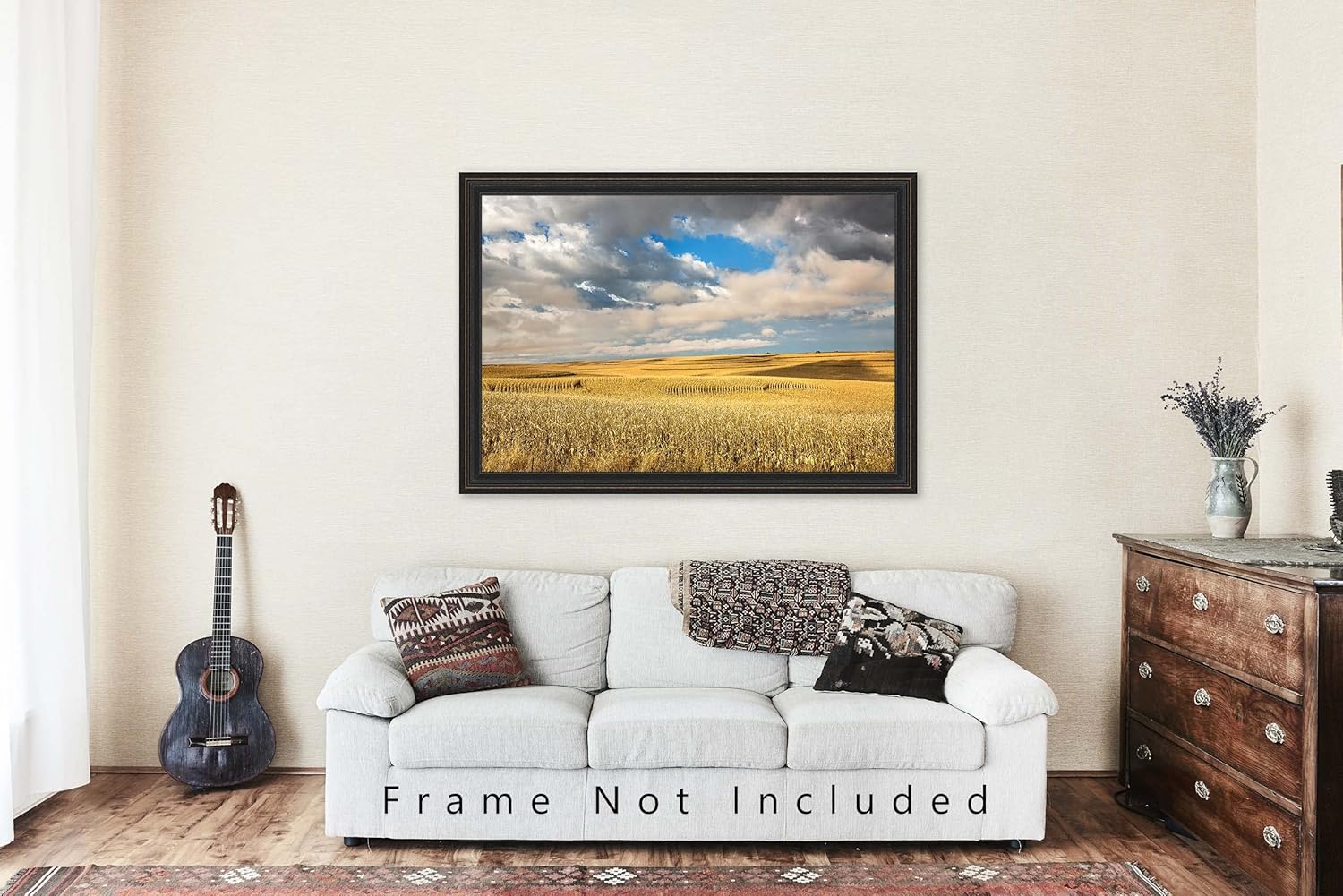 Country Photography Print (Not Framed) Picture of Golden Terraced Corn Fields Under Dreamy Sky on Autumn Day in Iowa Farm Wall Art Farmhouse Decor