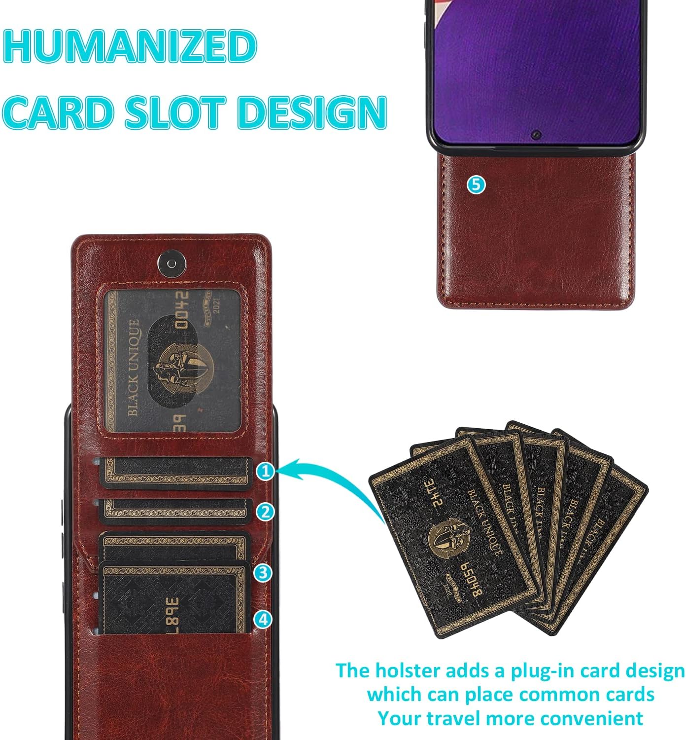 ZZXX Funda para Samsung Galaxy A53 5G, de doble capa, ligera, de piel de primera calidad, con ranuras para tarjetas, función atril, funda protectora