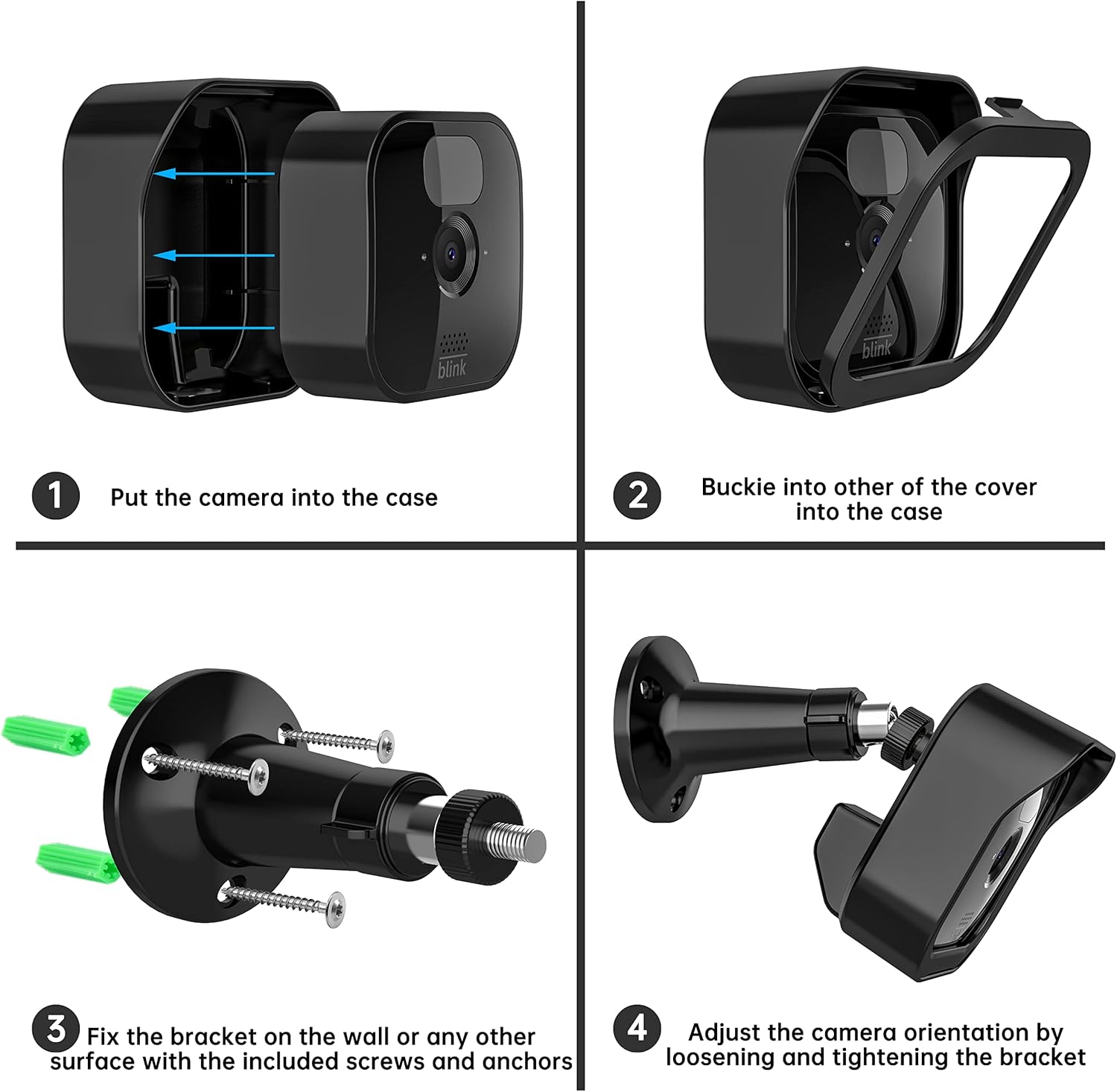 Paquete de 2 soportes de pared Blink para cámara Blink para exteriores e interiores, montaje ajustable de 360 y carcasa protectora a prueba de clima