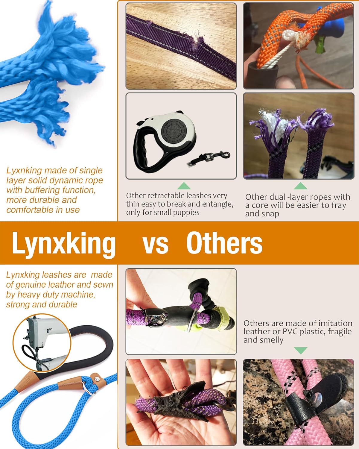 lynxking Paquete de 2 correas antideslizantes para perros de 6 pies, resistentes y trenzadas, correas de entrenamiento para perros medianos, grandes