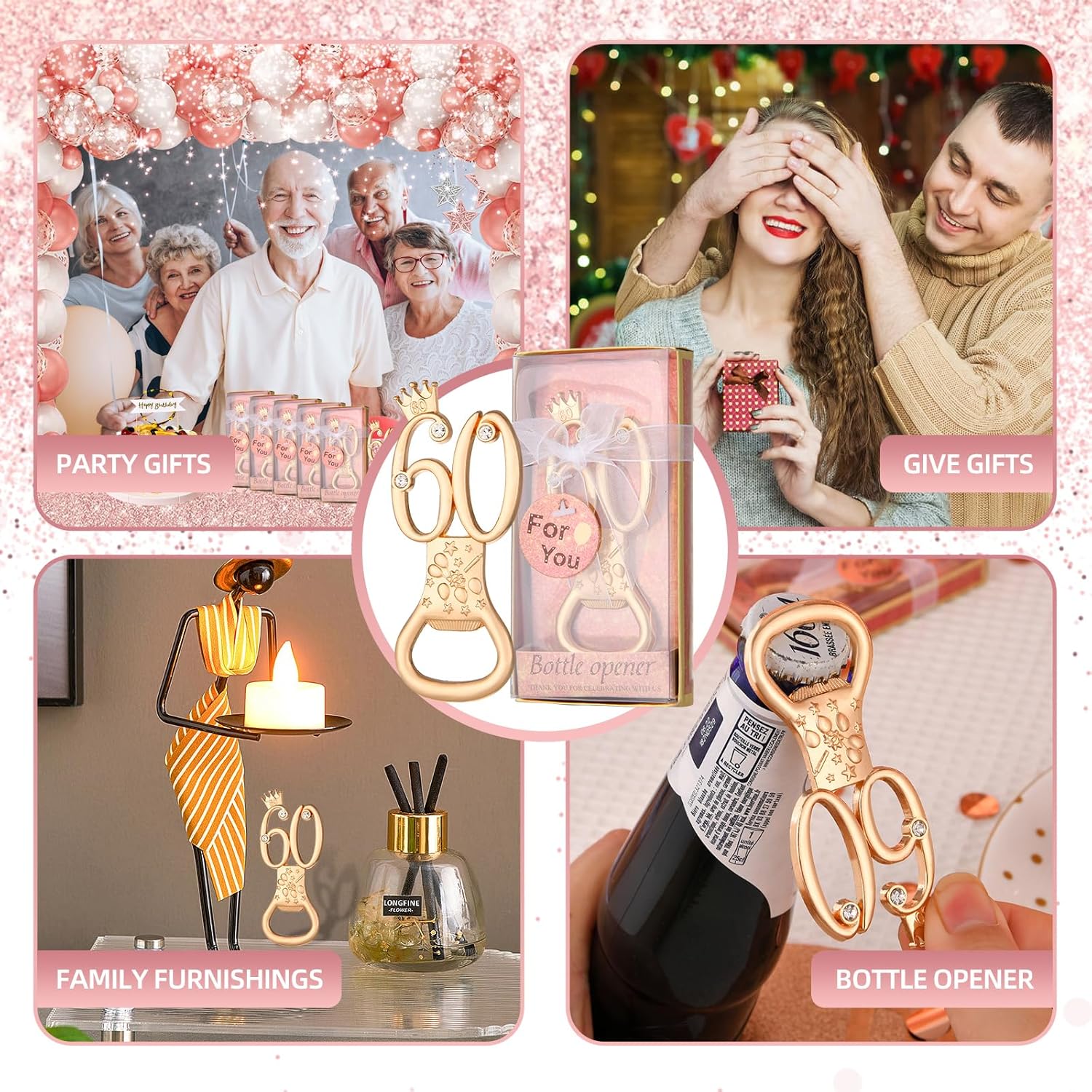 24 boxes of rose gold themed 60th birthday bottle openers favored for 60th golden wedding party gifts 60th birthday party souvenirs or party