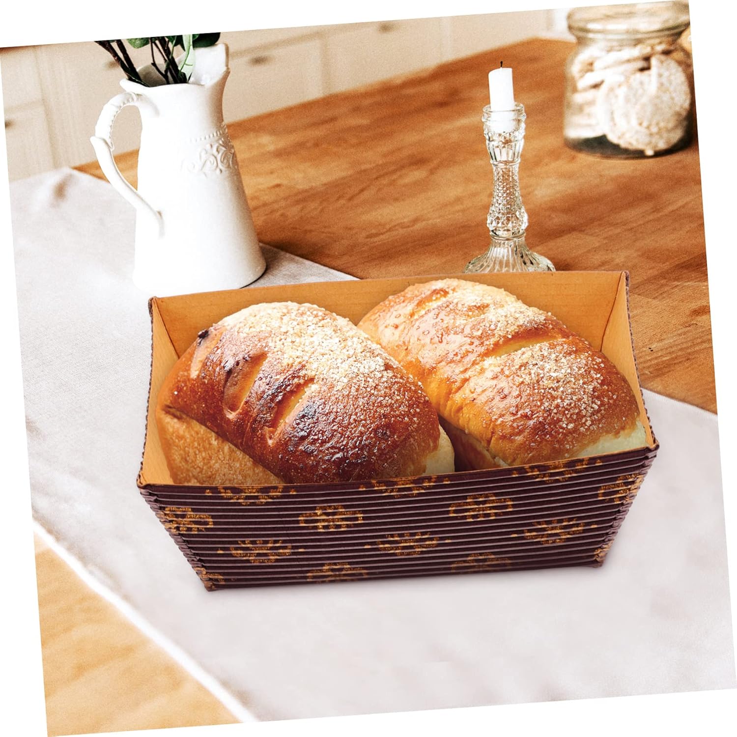 HOMSFOU Bandeja de pastel corrugado, mini pan, plátano, pastel de Navidad, papel de envoltura de pan, pan de pan, moldes rectangulares para tartas,