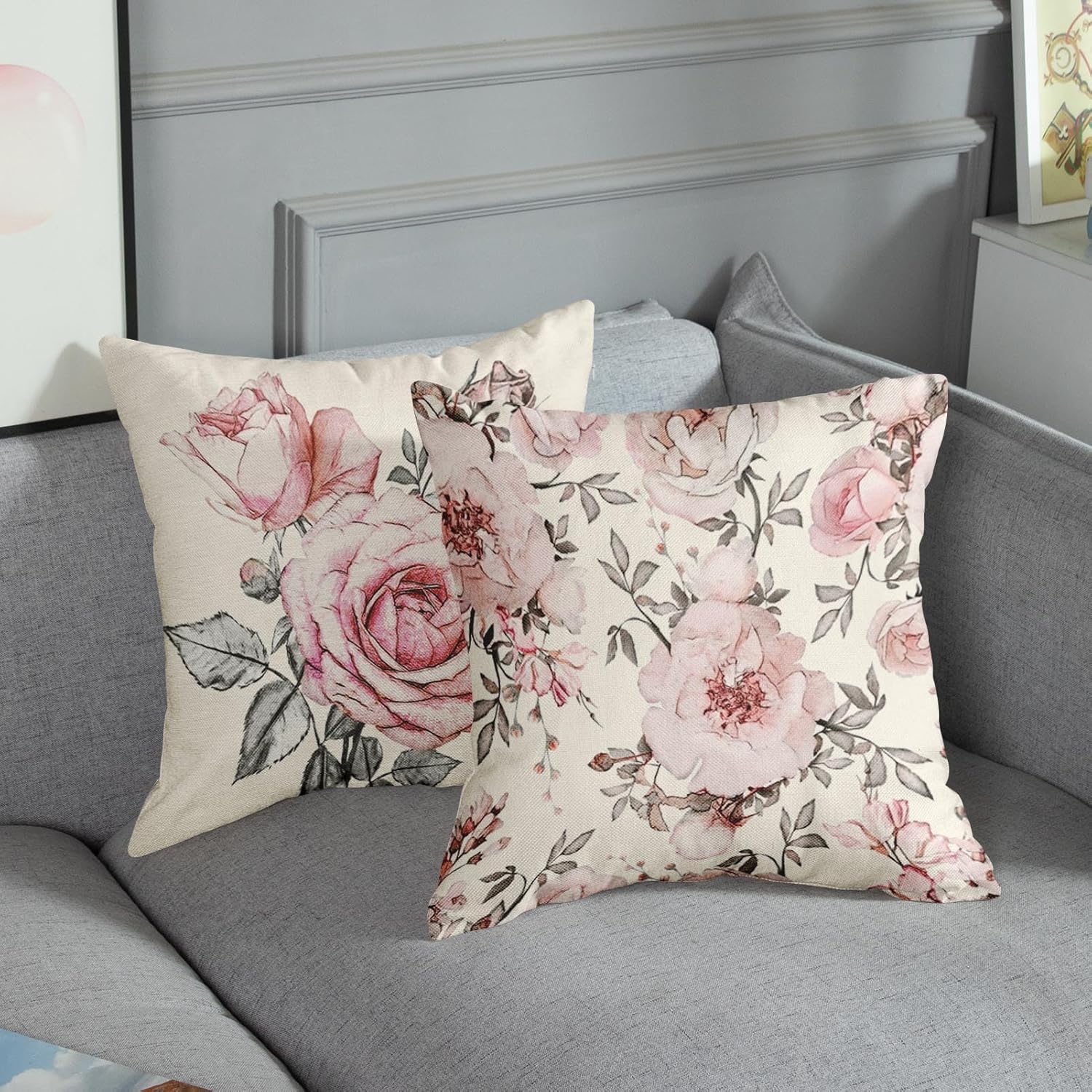 Juego de 4 fundas de almohada decorativas para decoración del hogar, 18 x 18 pulgadas, fundas de almohada decorativas para sofá y exteriores