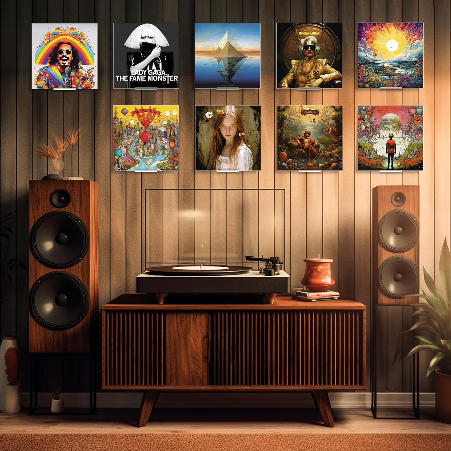 YUEHUA Expositor de discos de vinilo, soporte para discos de vinilo, soporte de pared para álbum acrílico, soporte para discos de vinilo para