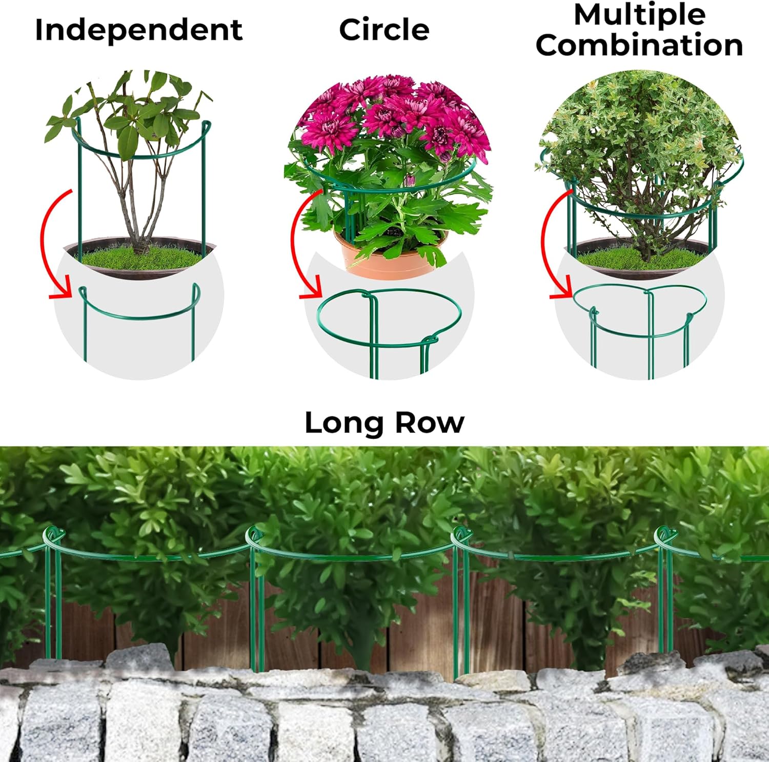 K-Brands Estacas de soporte para plantas  Estacas de metal inoxidables para plantas de exterior (10 pulgadas de ancho x 16 pulgadas de alto) con