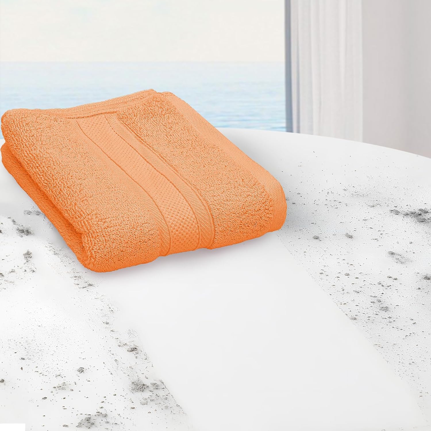 Magshion Juego de 6 toallas de mano de algodón suave para baño, color melocotón