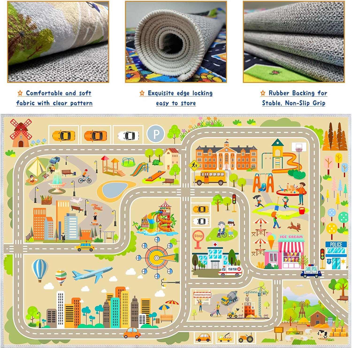 Alfombra de juego para niños, alfombra de coche para jugar a autos, juguetes, mapa de tráfico de la ciudad, alfombra de sala de juegos para niños,
