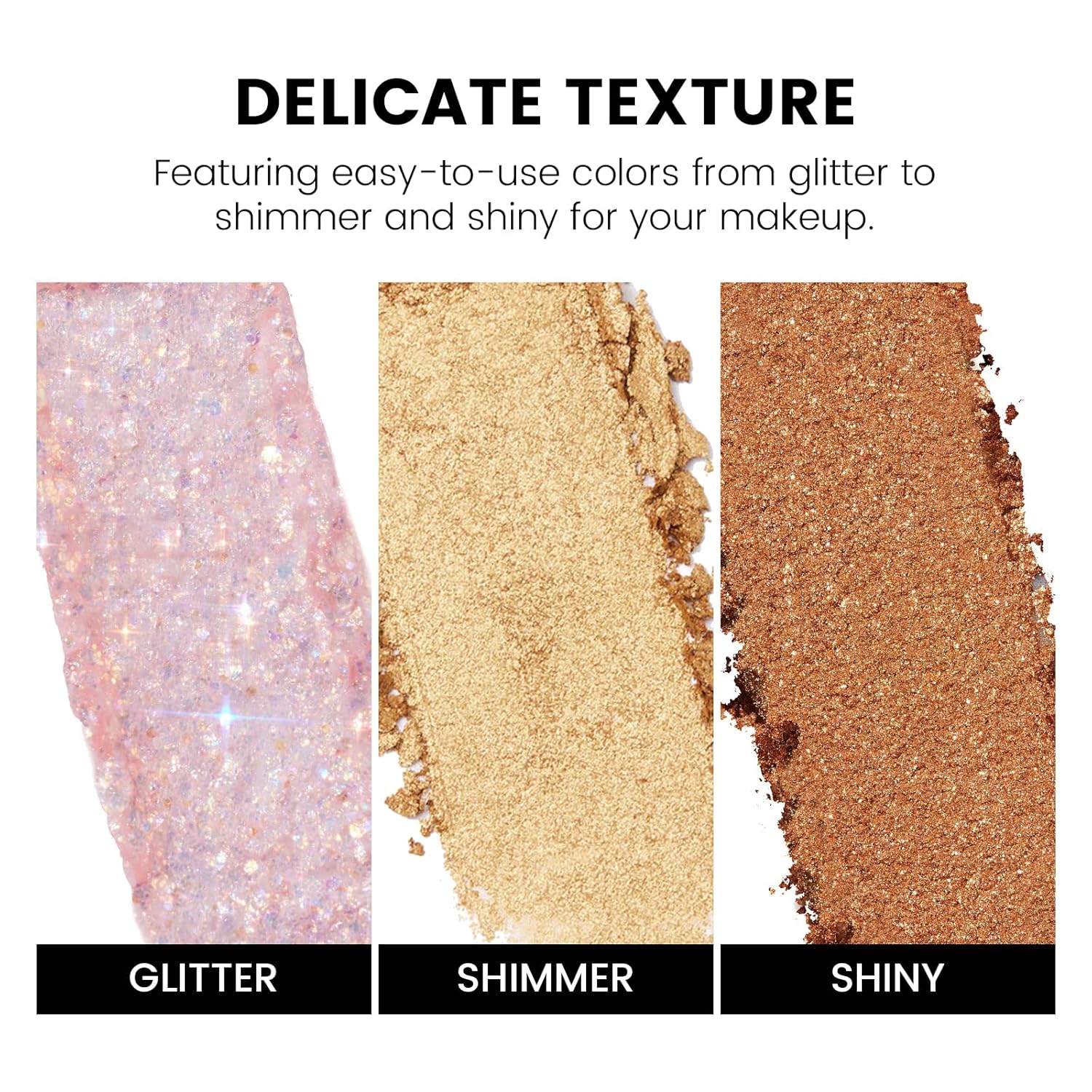 KYDA Paleta de sombra de ojos con purpurina de 10 colores, sombra de ojos de lentejuelas brillantes, sombra de ojos en polvo de perlas brillantes,