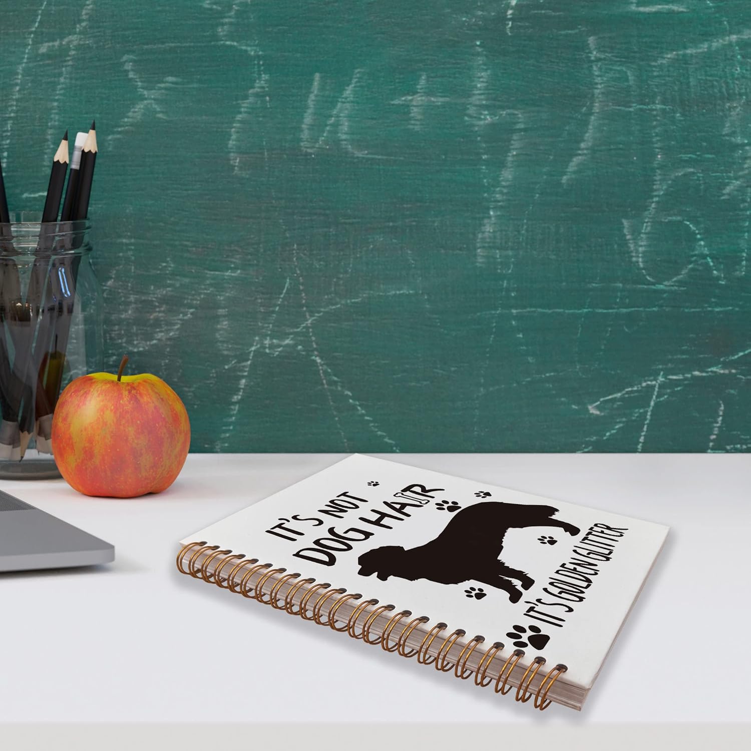 Funny Golden Retriever It’s Not Dog Hair It’s Golden Glitter – Cuaderno en espiral de 5.5 x 8.3 pulgadas, cuaderno con espiral de tapa dura forrada