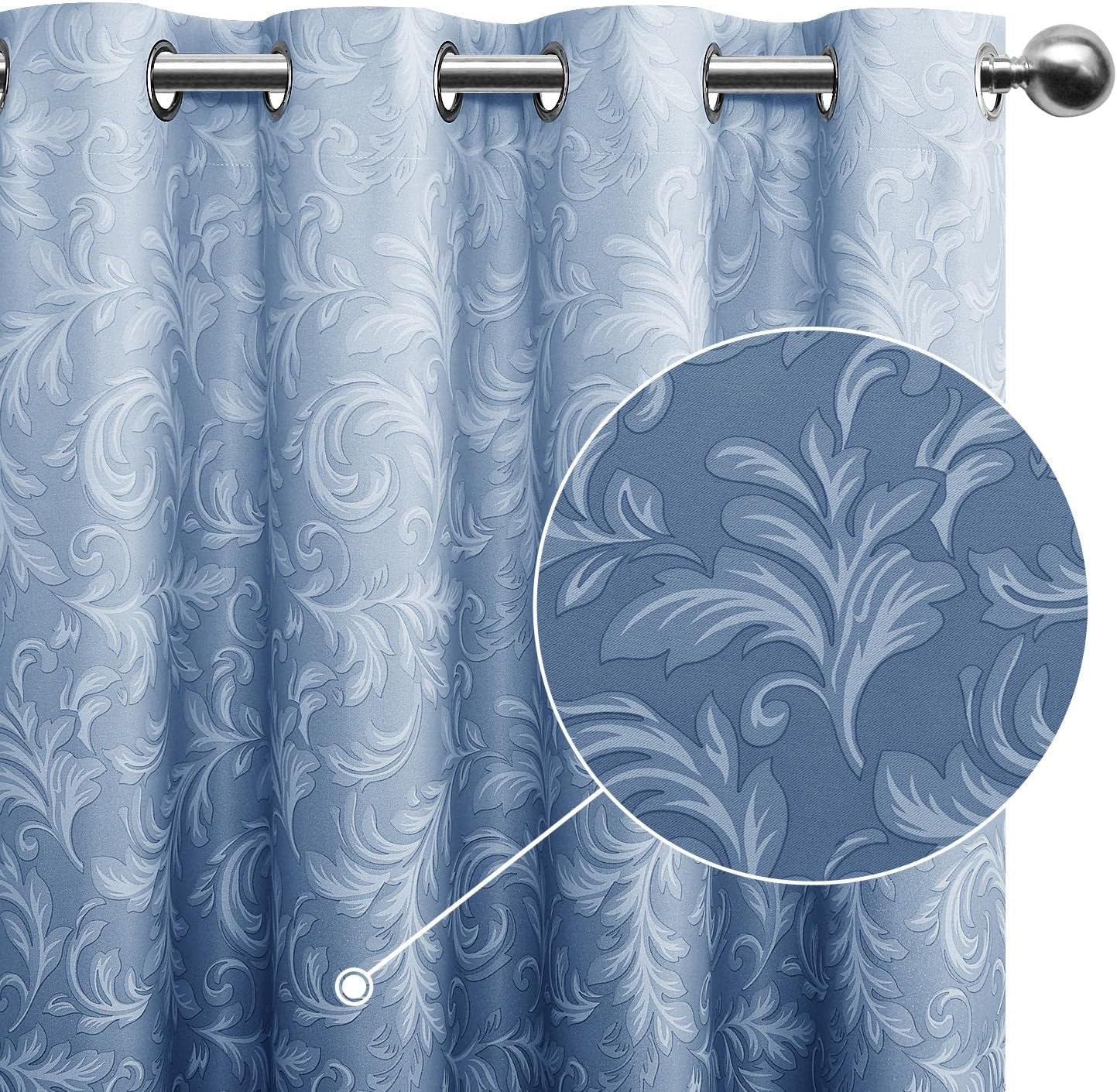 JIUZHEN París – Cortinas de damasco con estampado de cachemira para sala de estar, aislamiento térmico, reducción de ruido, patrón floral, con
