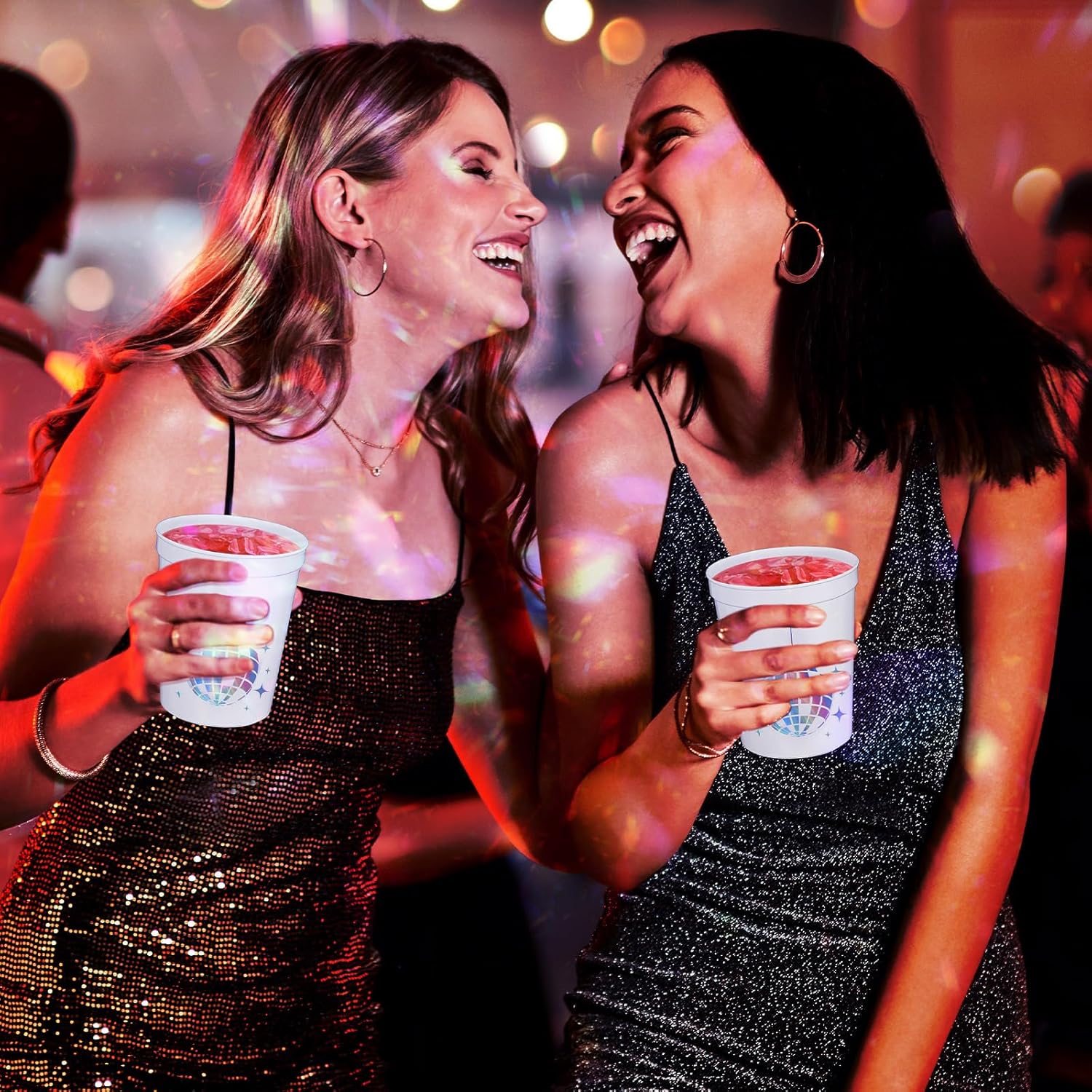 Tioncy 50 piezas de 16 onzas de suministros de fiesta de discoteca tazas de bola de discoteca reutilizables tazas de discoteca tazas de disco de los