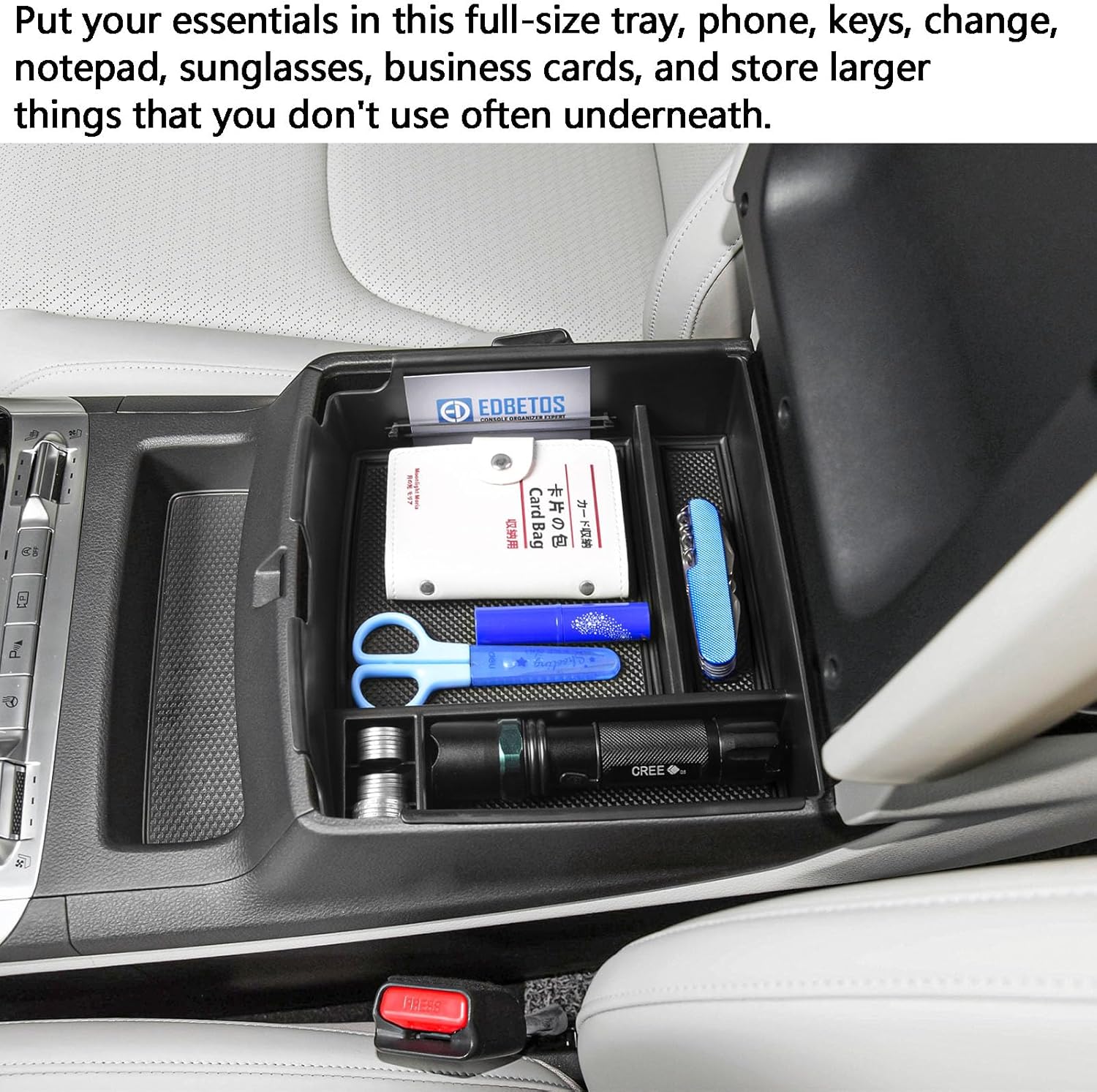 EDBETOS Bandeja organizadora de consola central compatible con accesorios Kia Carnival KA4 2022 2023 2024 para reposabrazos secundario interior,