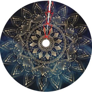 Tapete grande para falda de árbol de Navidad con elegante patrón de mandala dorado y galaxia azul, alfombra tradicional para árbol de Navidad, Tapete grande para falda de árbol de Navidad con elegante patrón de mandala dorado y galaxia azul, alfombra tradicional para árbol de Navidad,