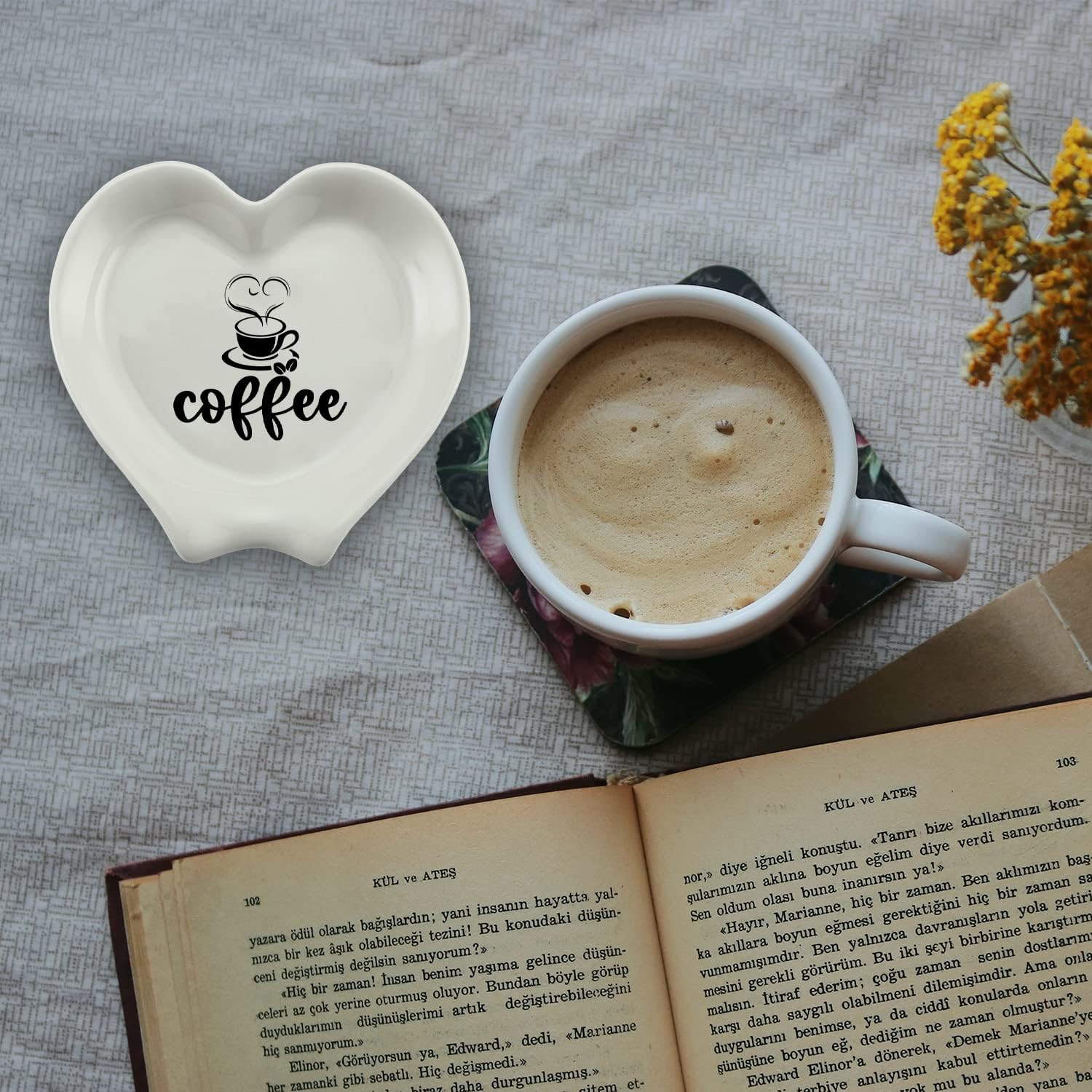 Soporte de cuchara de café de cerámica en forma de corazón, soporte para cuchara de café, cita de café divertida, decoración de estación de café,