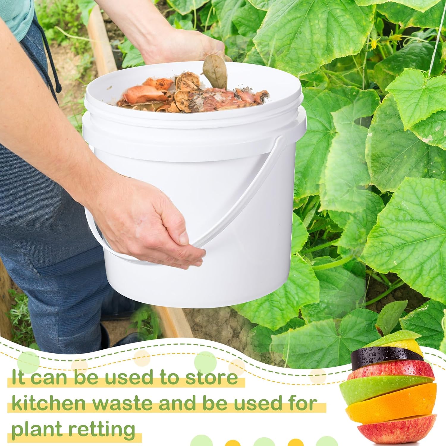 16 cubos de plástico blanco de 1 galón con asa y tapa, confiable, resistente, contenedor seguro para alimentos, para almacenamiento multiusos,