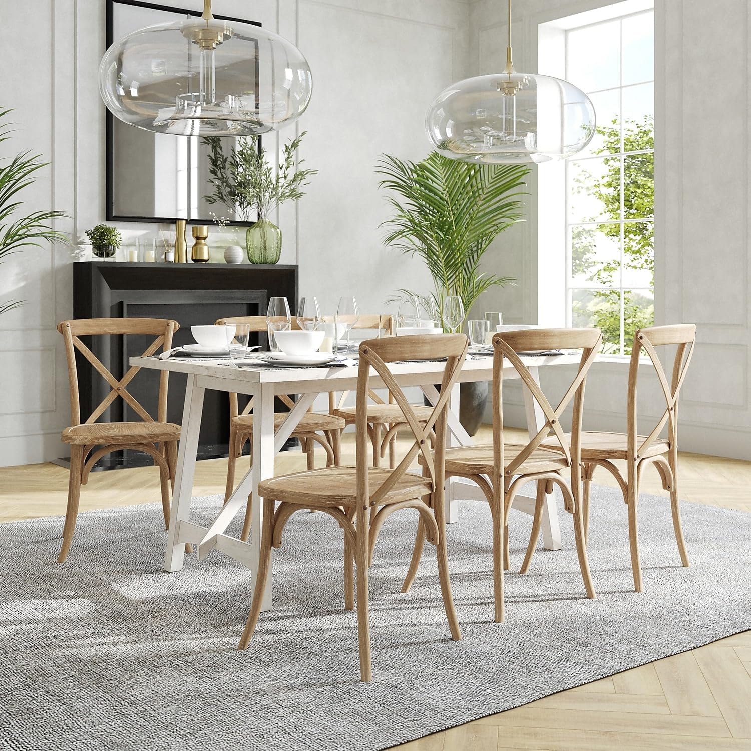 Flash Furniture Advantage Natural – Silla con respaldo en X de grano blanco