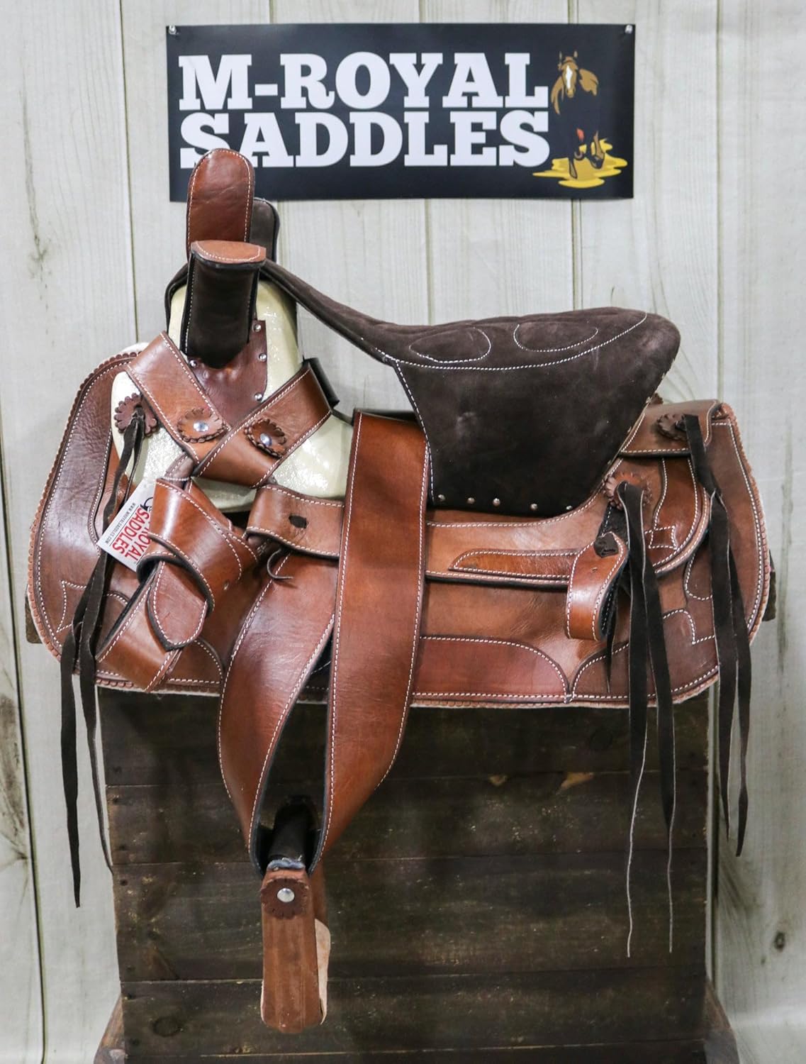 M-Royal Saddles Montura Charra Albarda Escaramuza Marrón Chocolate 15.5″
