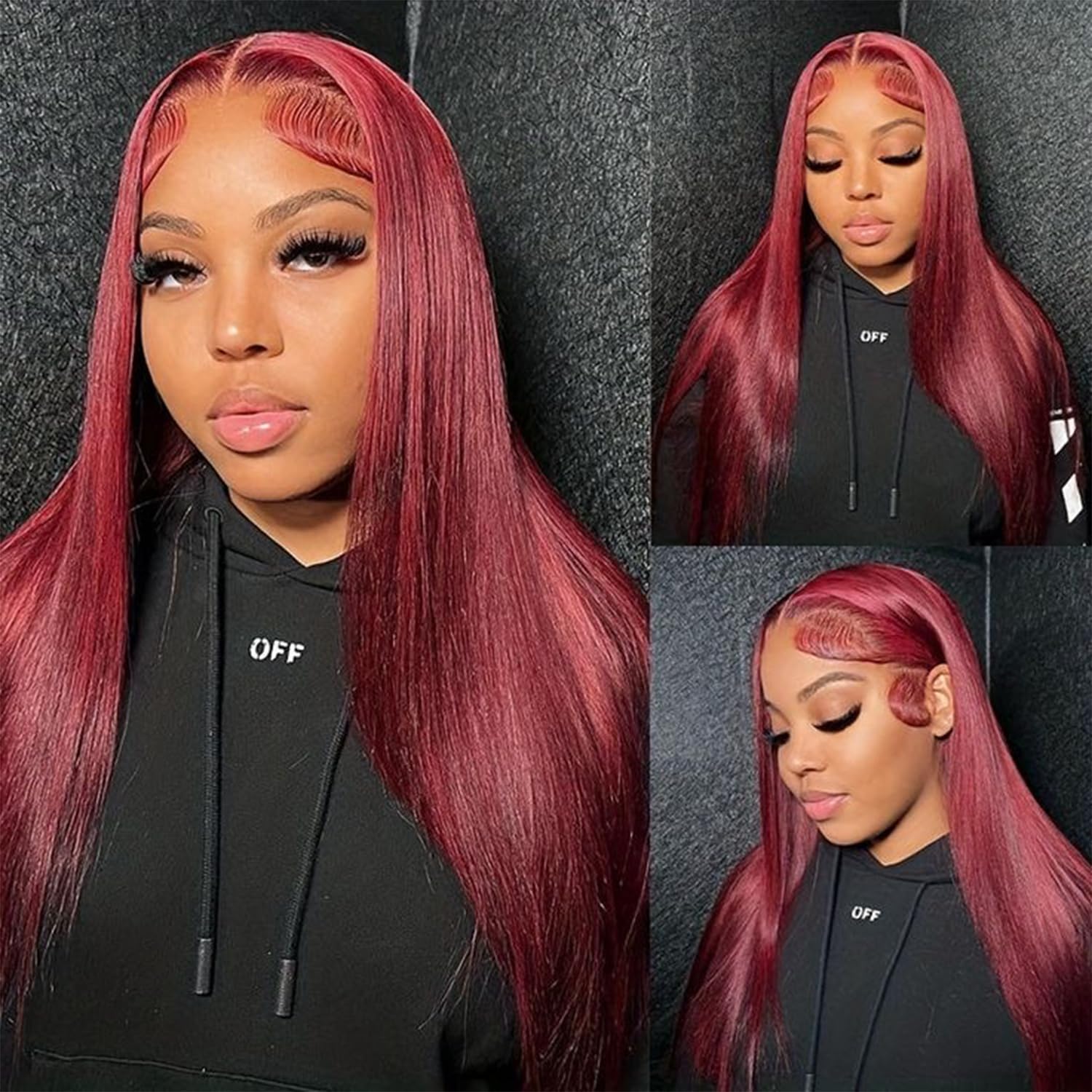 Pelucas de cabello humano con encaje frontal color burdeos 99J 13×4 HD lacio, pelucas de cabello humano prearrancado color rojo vino, peluca sin