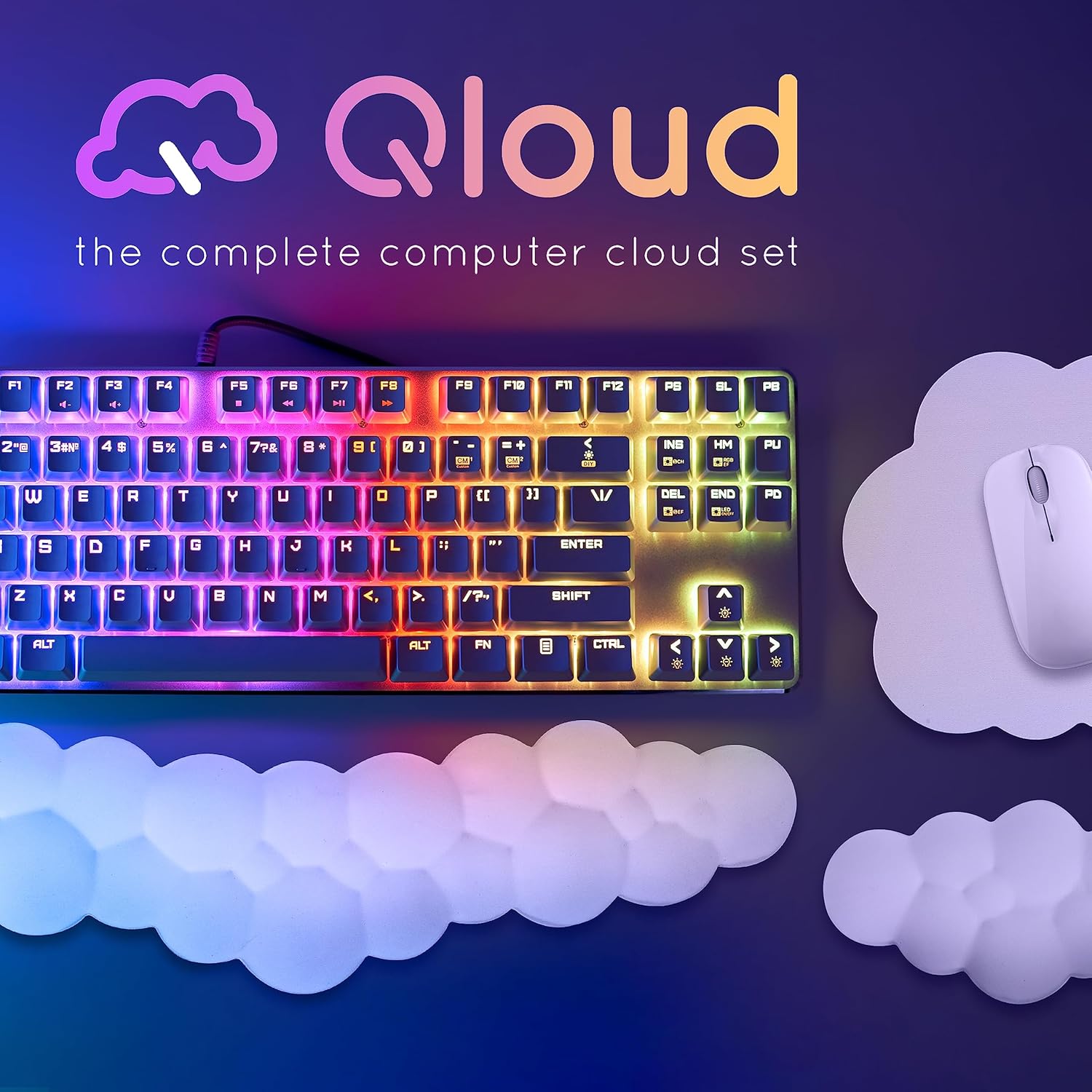 Qloud – Reposamuñecas para teclado de computadora, reposamuñecas para teclado de computadora, almohadilla de muñeca para teclado, espuma