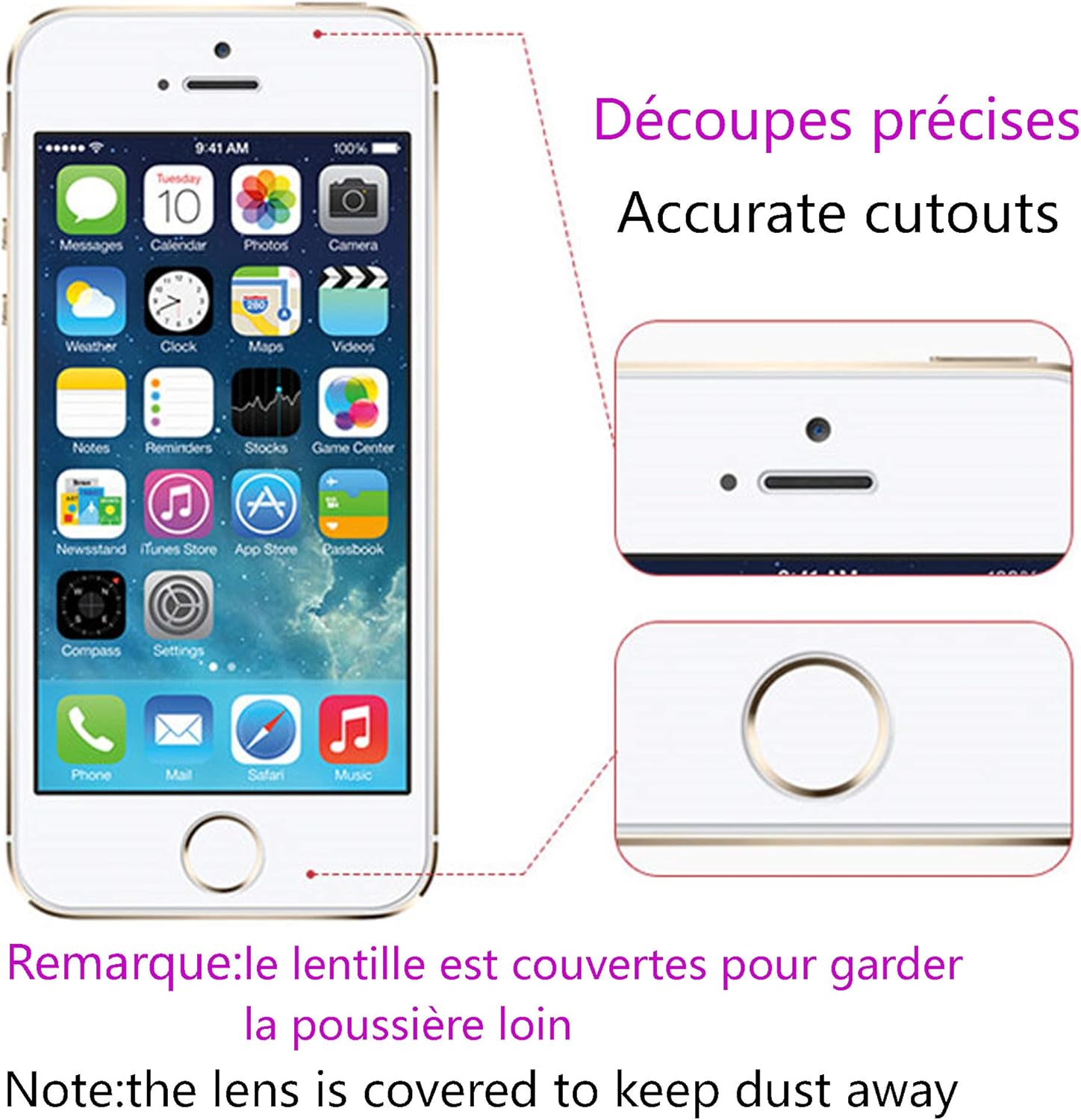 Protector de pantalla ultra transparente para iPhone 7 y iPhone 8 (paquete de 3) con alineador universal, borde 2.5D, película protectora de vidrio