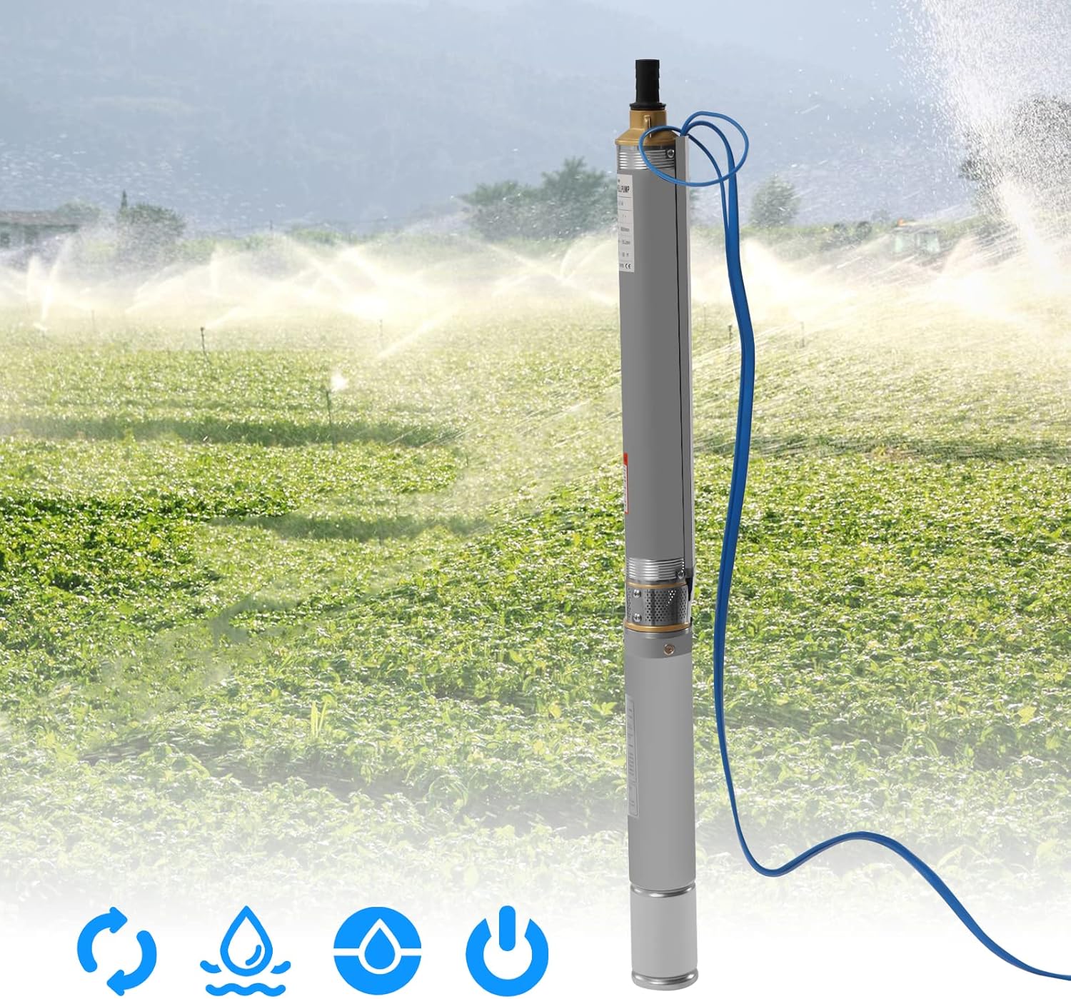 Bombas sumergibles con caja de control, 3 “OD Pipe 110V60HZ 0.37KW 0.5HP Bomba sumergible de pozo de acero inoxidable Bomba de pozo sumergible de 1