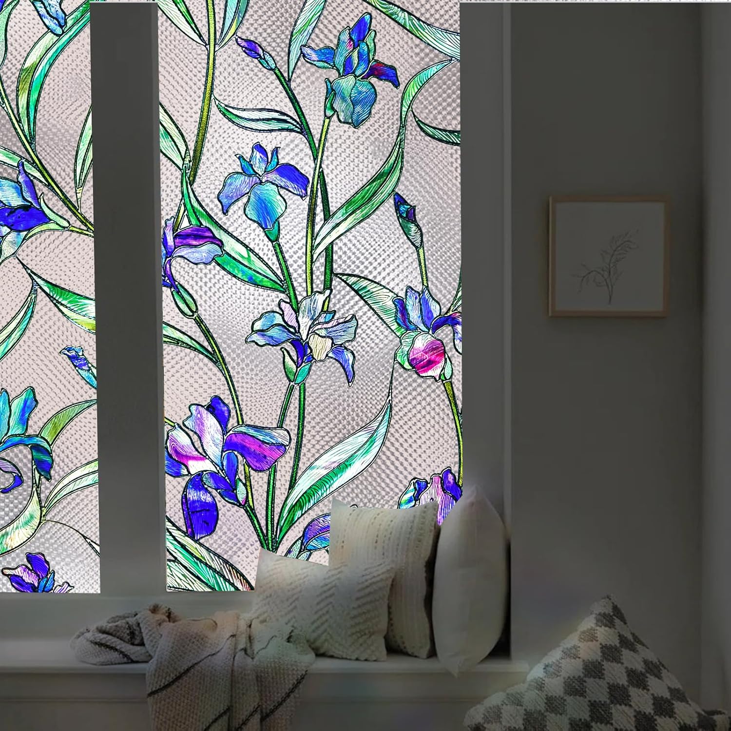 Coavas Película de vidrieras para ventana Película decorativa 3D estéreo de privacidad para ventana, no adhesiva, película de adherencia estática
