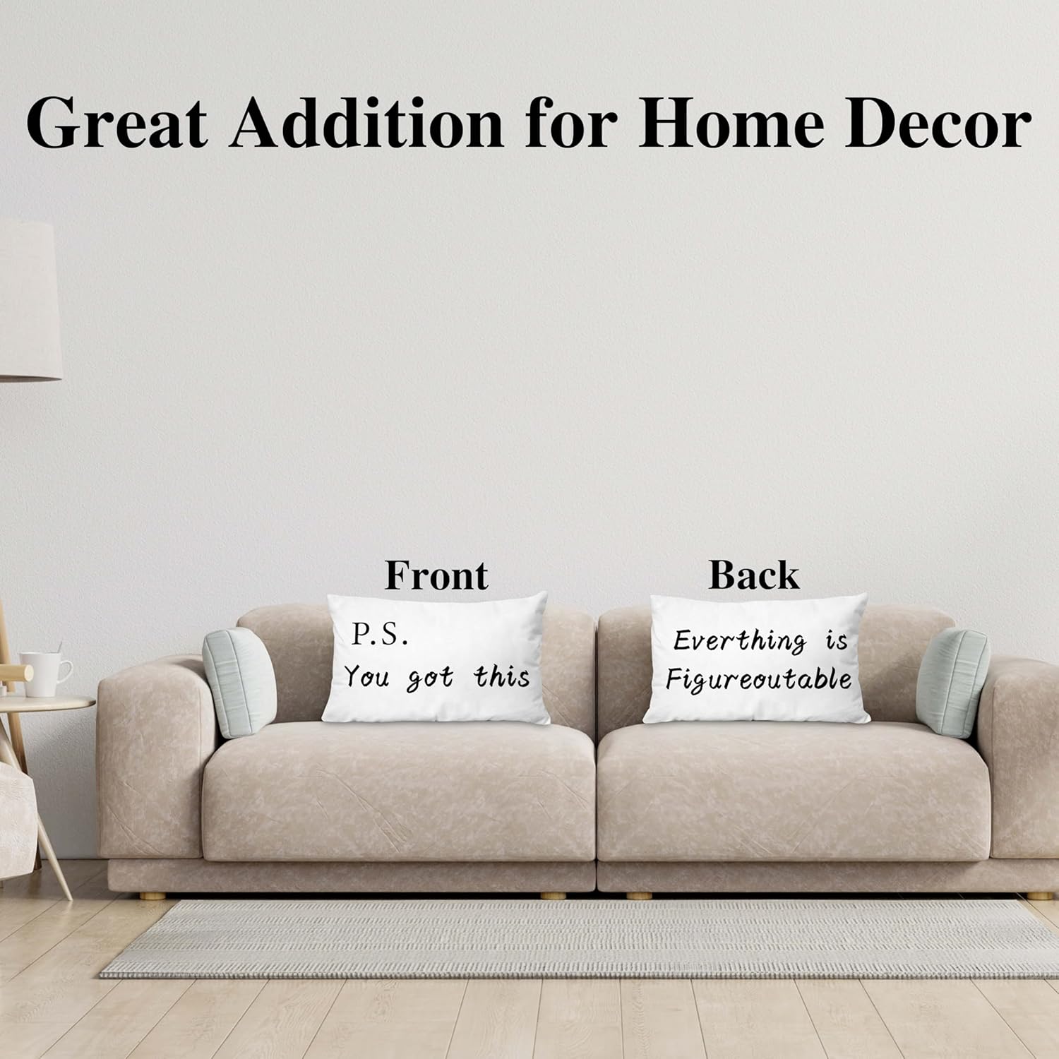 Funda de almohada decorativa, 12 x 20 pulgadas, fundas de almohada de doble cara para sala de estar, sofá, cama, regalos inspiradores para mujeres y